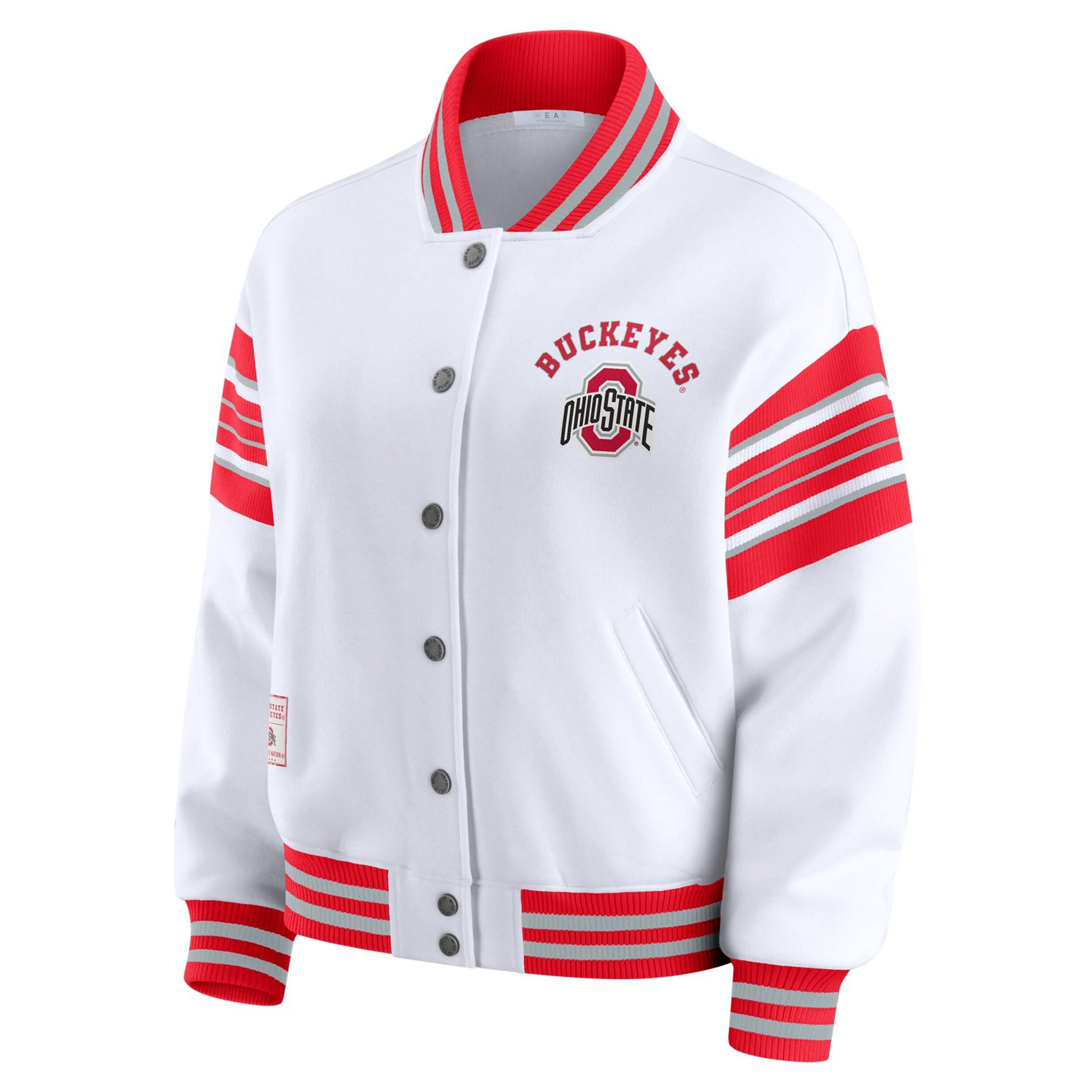 WEAR by Erin Andrews Scarlet Ohio State Buckeyes Satin Stitch Full-Snap Fleece Sweatshirt Jacket - view number 2