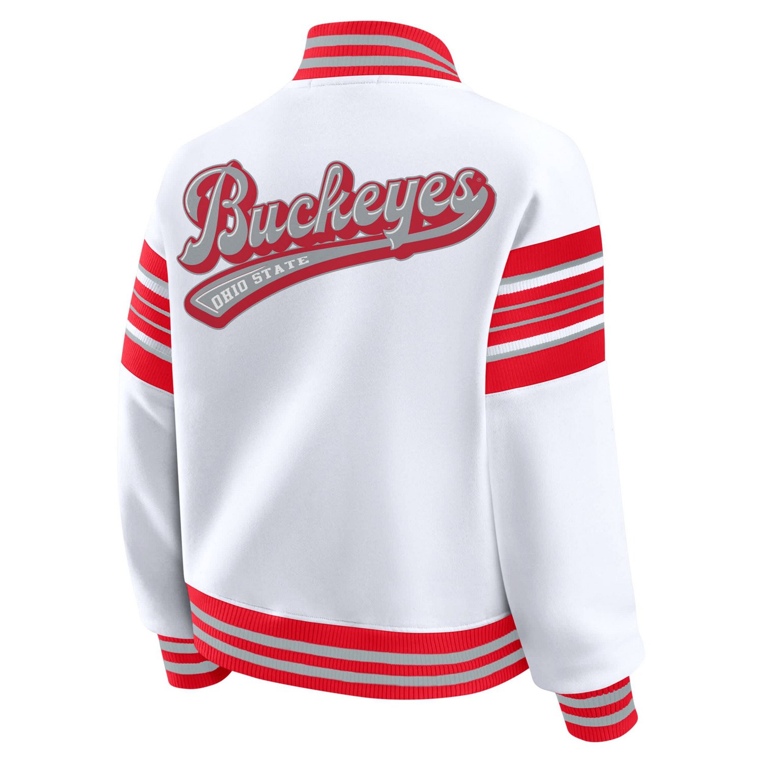 WEAR by Erin Andrews Scarlet Ohio State Buckeyes Satin Stitch Full-Snap Fleece Sweatshirt Jacket - view number 3