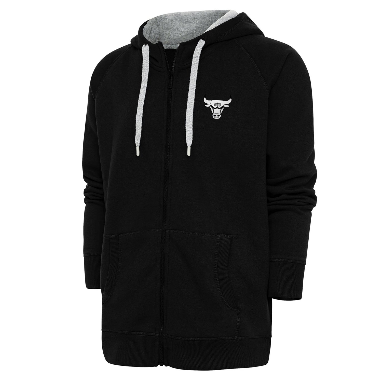 Antigua Chicago Bulls Metallic Logo Victory Raglan Full-Zip Hoodie - view number 1
