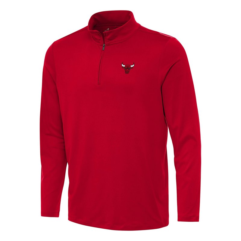 Men's Antigua Red Chicago Bulls Reprocess Quarter-Zip Top