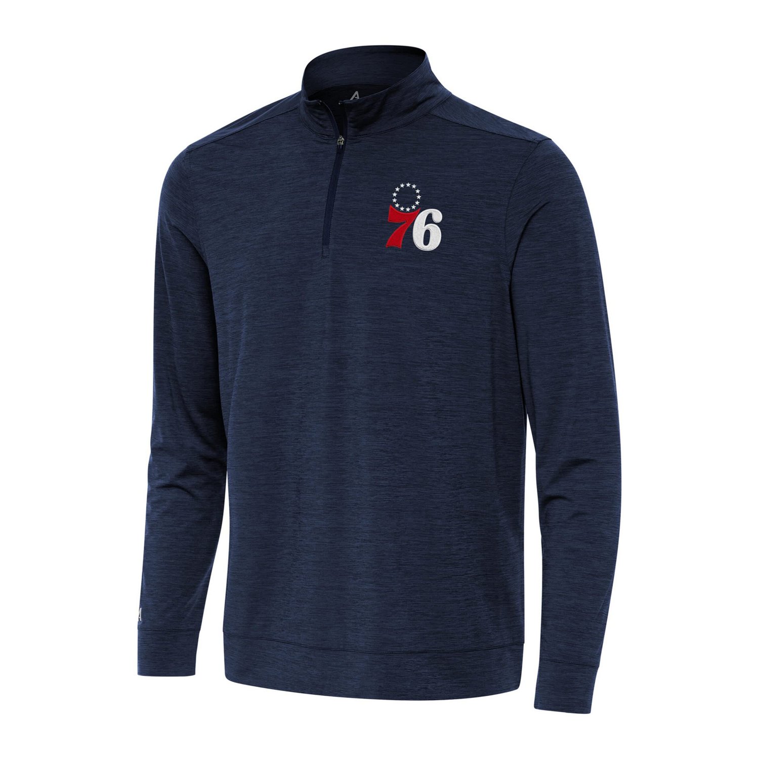 Antigua Heather Philadelphia 76ers Bright Quarter-Zip Top