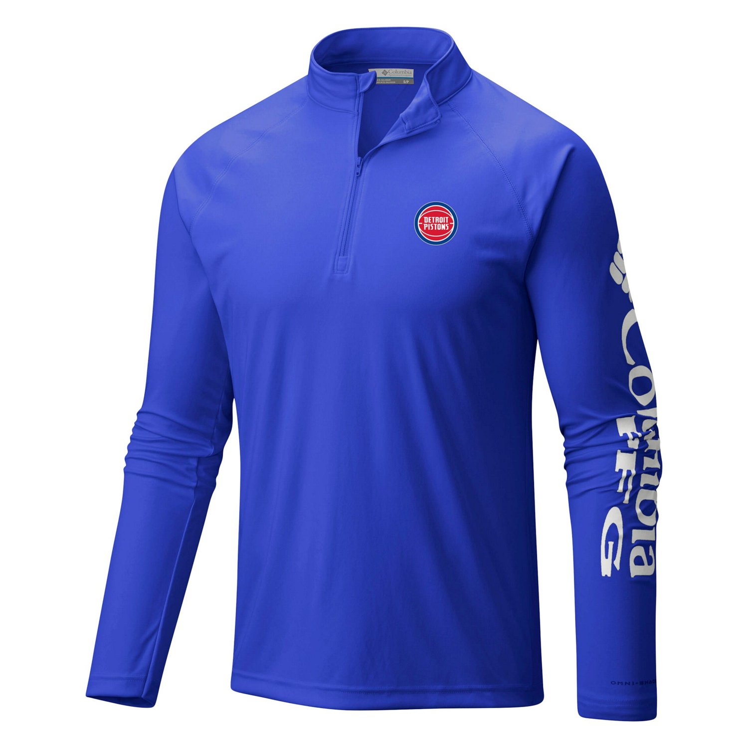 Columbia Detroit Pistons Terminal Tackle Raglan Omni-Shade Quarter-Zip Jacket                                                    - view number 2