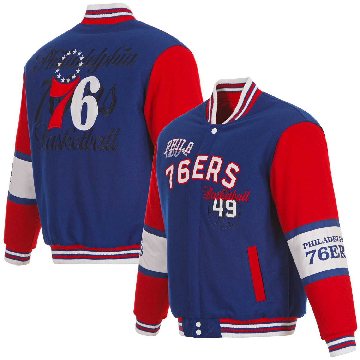 JH Design Philadelphia 76ers Reversible Wool Full-Zip Jacket - view number 1