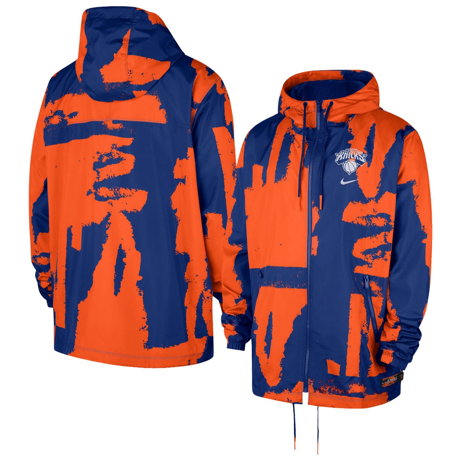 Men's Nike Orange New York Knicks Courtside Club Premium Woven Full-Zip Hooded Jacket