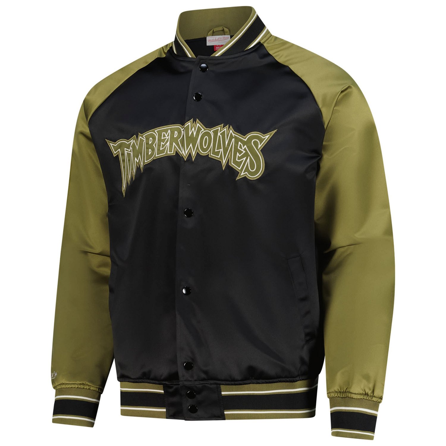 Mitchell  Ness Black Minnesota Timberwolves Clutch Satin Raglan Full-Snap Jacket - view number 2