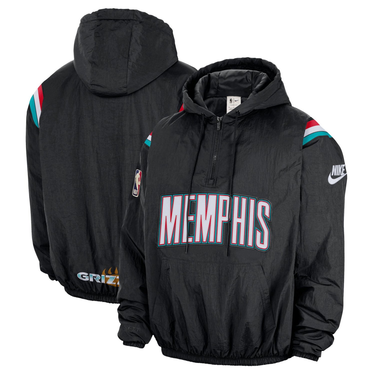 Nike Memphis Grizzlies Hardwood Classics Therma-FIT Half-Zip Hooded Windbreaker - view number 1