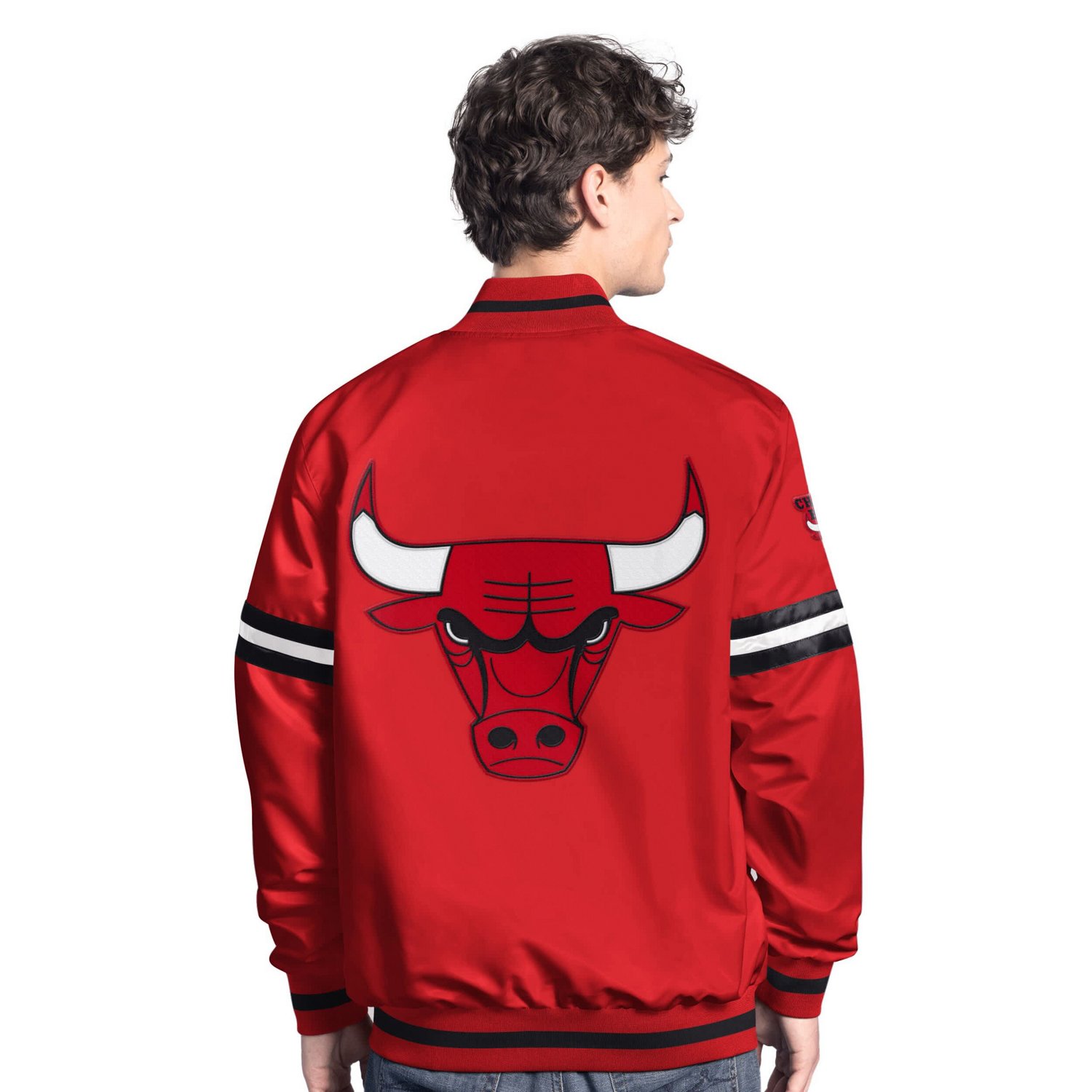 Starter Black Chicago Bulls Scout Full Snap Varsity Jacket - view number 2