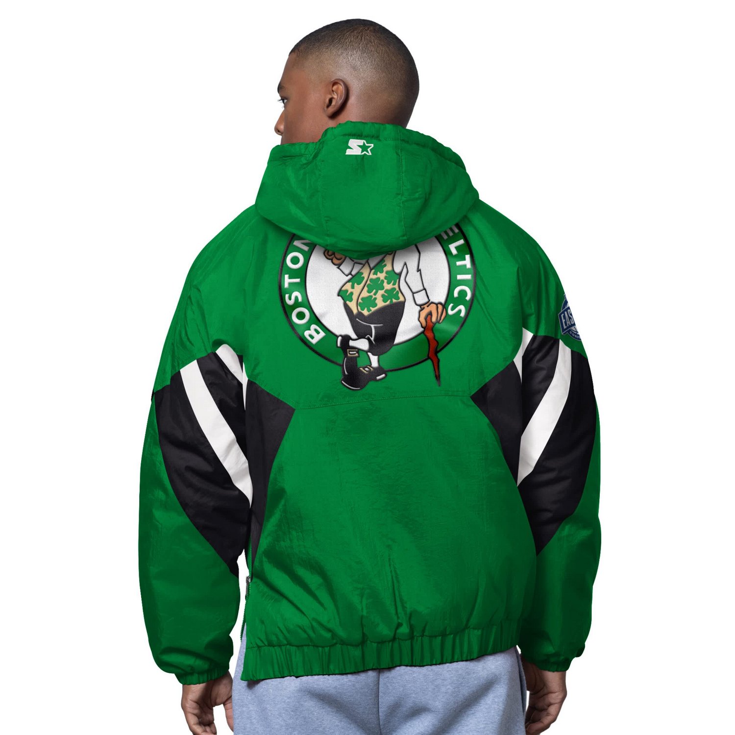 Starter Boston Celtics The Line Up Oxford Crinkle Half-Zip Hooded Jacket - view number 2