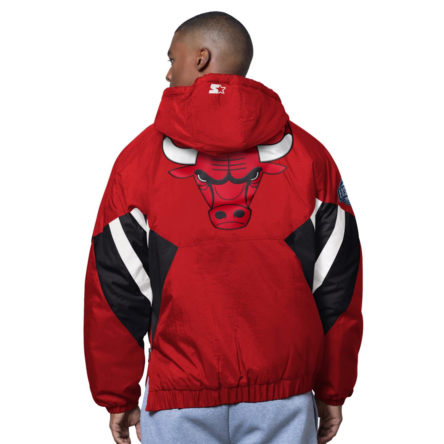 Starter Chicago Bulls The Line Up Oxford Crinkle Half-Zip Hooded Jacket - view number 2