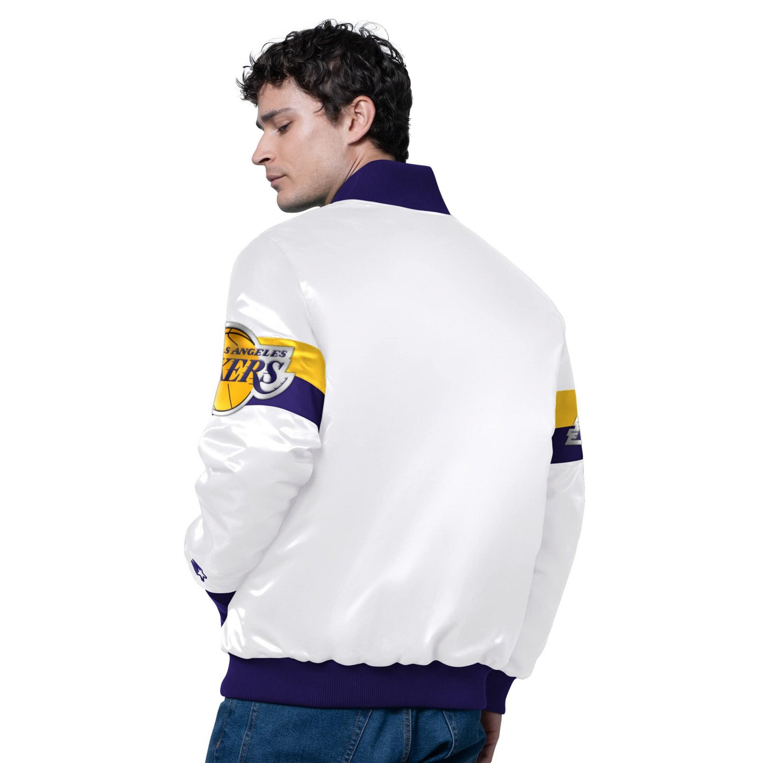Starter Los Angeles Lakers Triple Option Varsity Full-Snap Satin Jacket - view number 2