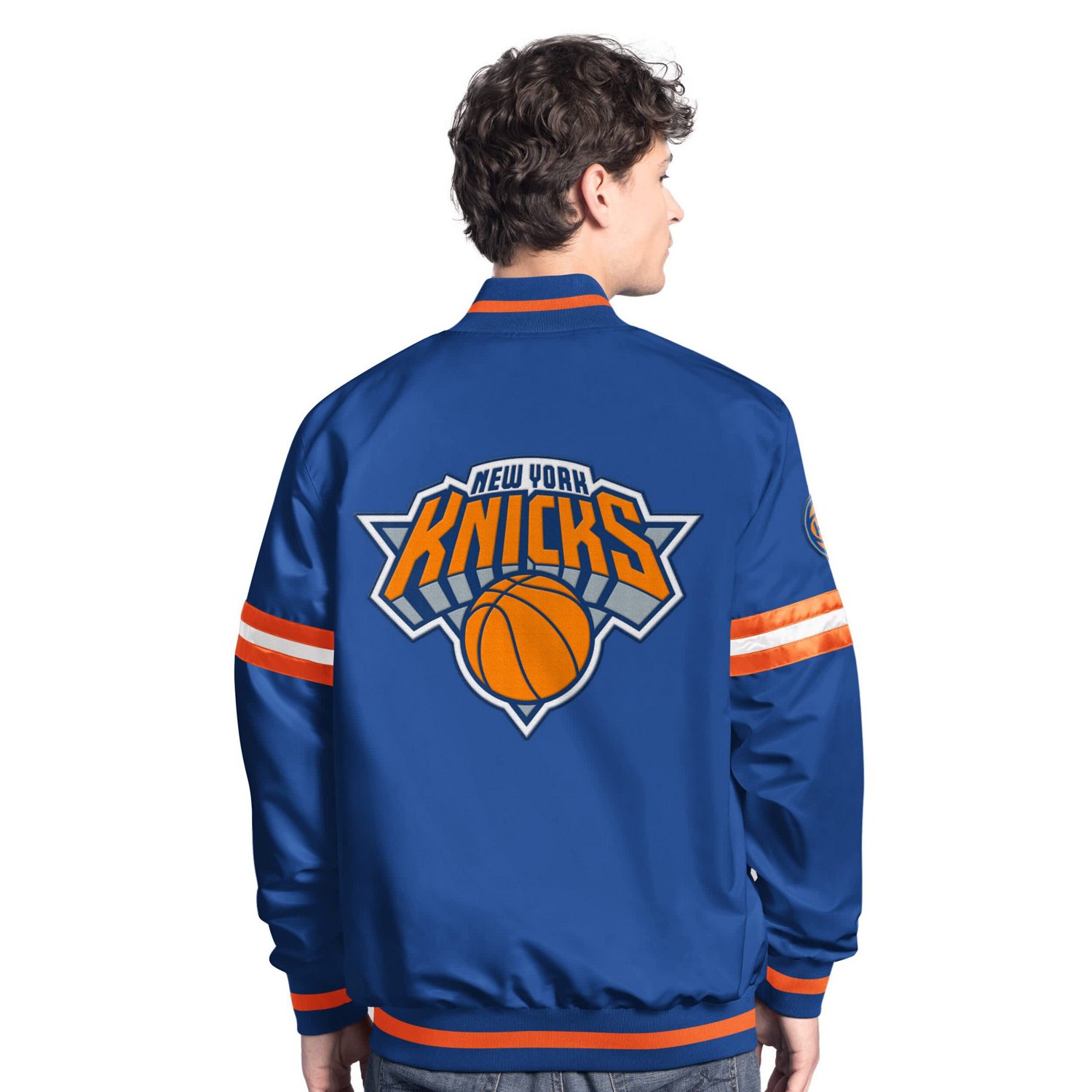 Starter Orange New York Knicks Scout Full Snap Varsity Jacket - view number 2
