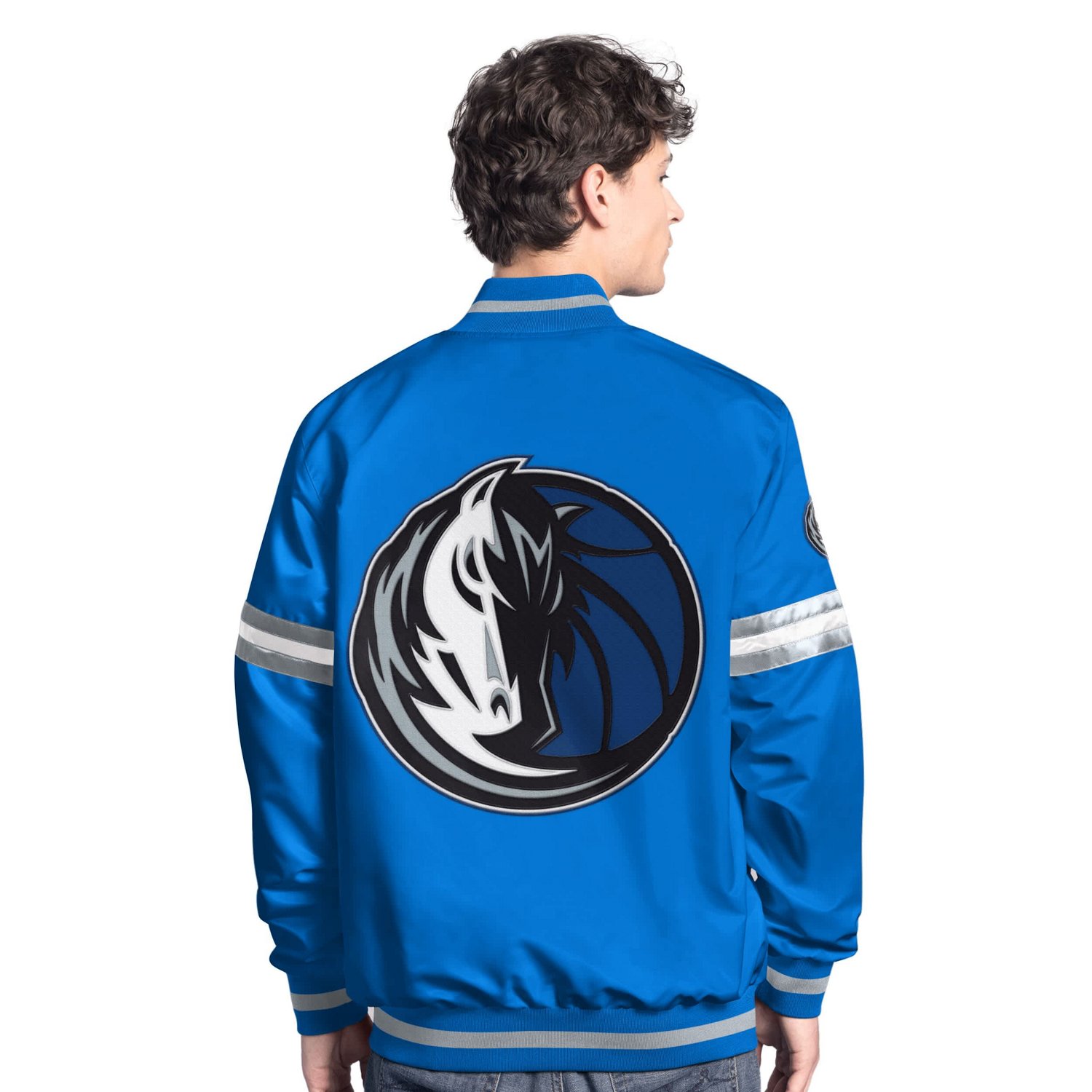 Starter Silver Dallas Mavericks Scout Full Snap Varsity Jacket - view number 2