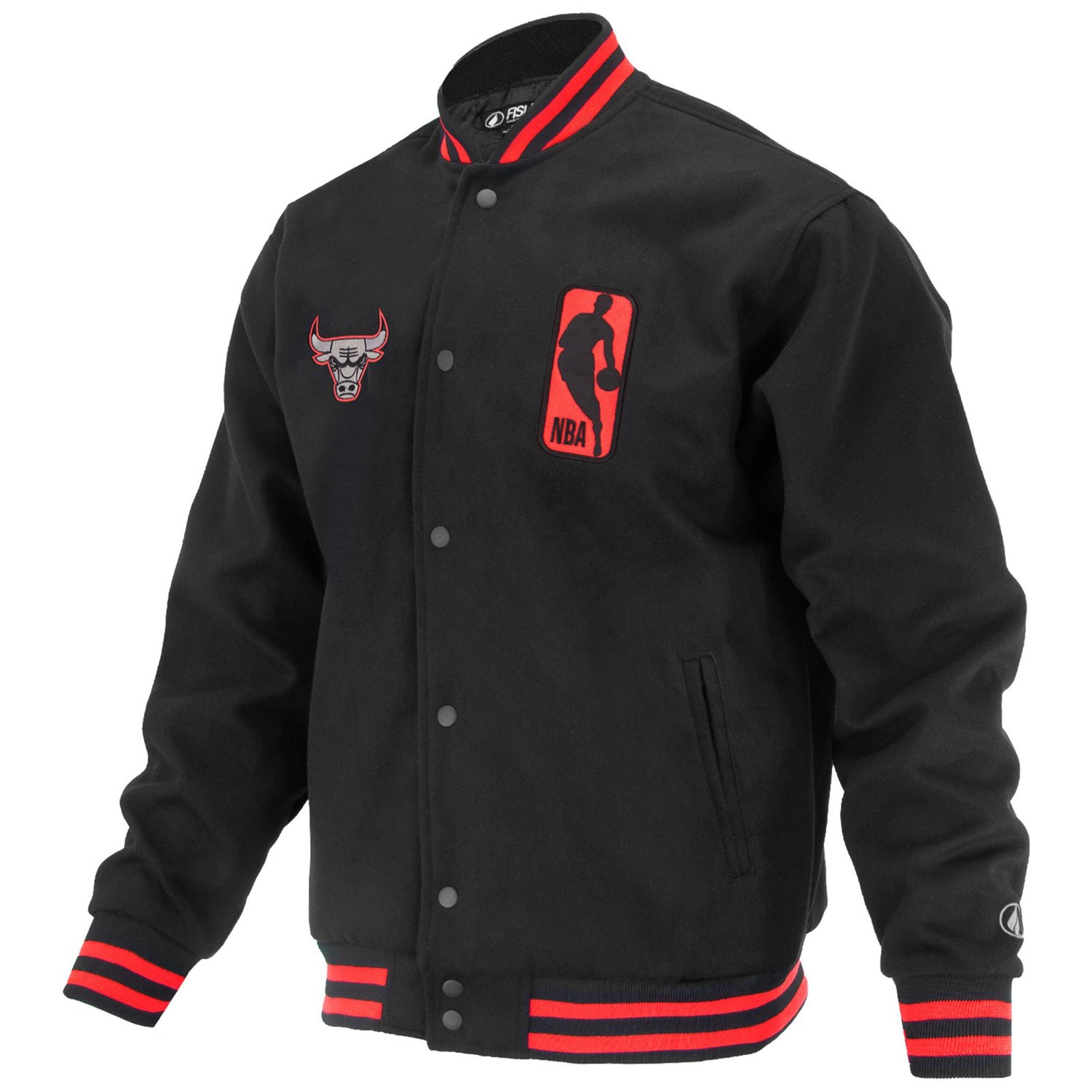 Unisex FISLL Chicago Bulls Logoman Shadow Collection Full-Snap Varsity Jacket - view number 2