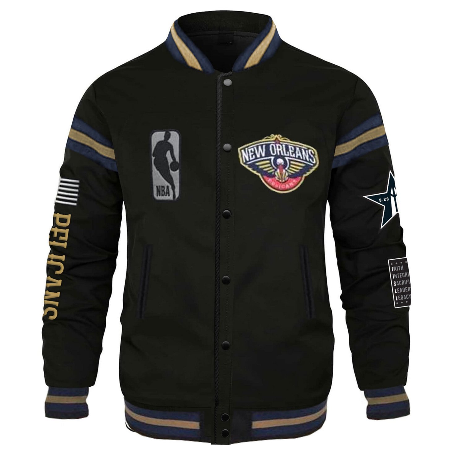 Unisex FISLL x History Collection New Orleans Pelicans Full-Snap Varsity Jacket - view number 2