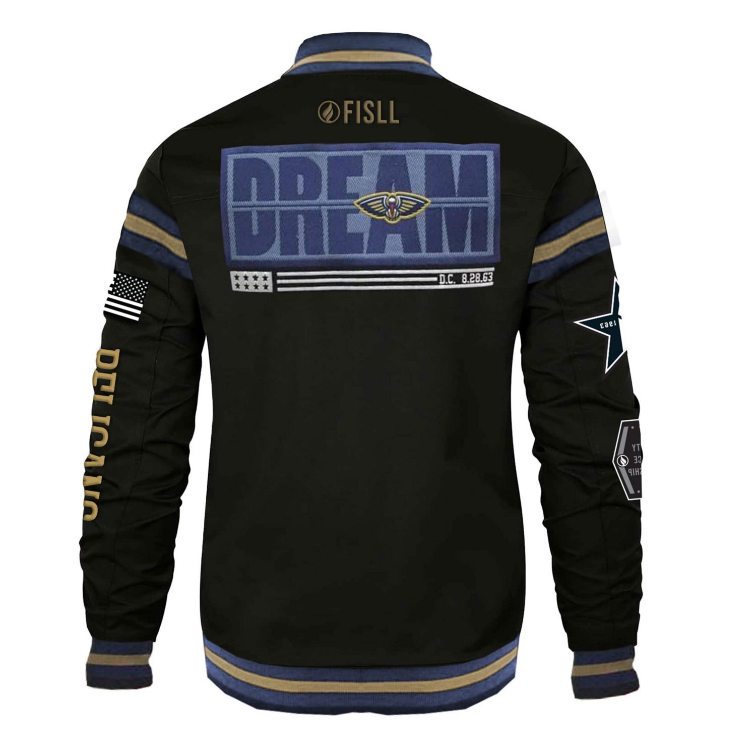 Unisex FISLL x History Collection New Orleans Pelicans Full-Snap Varsity Jacket - view number 3