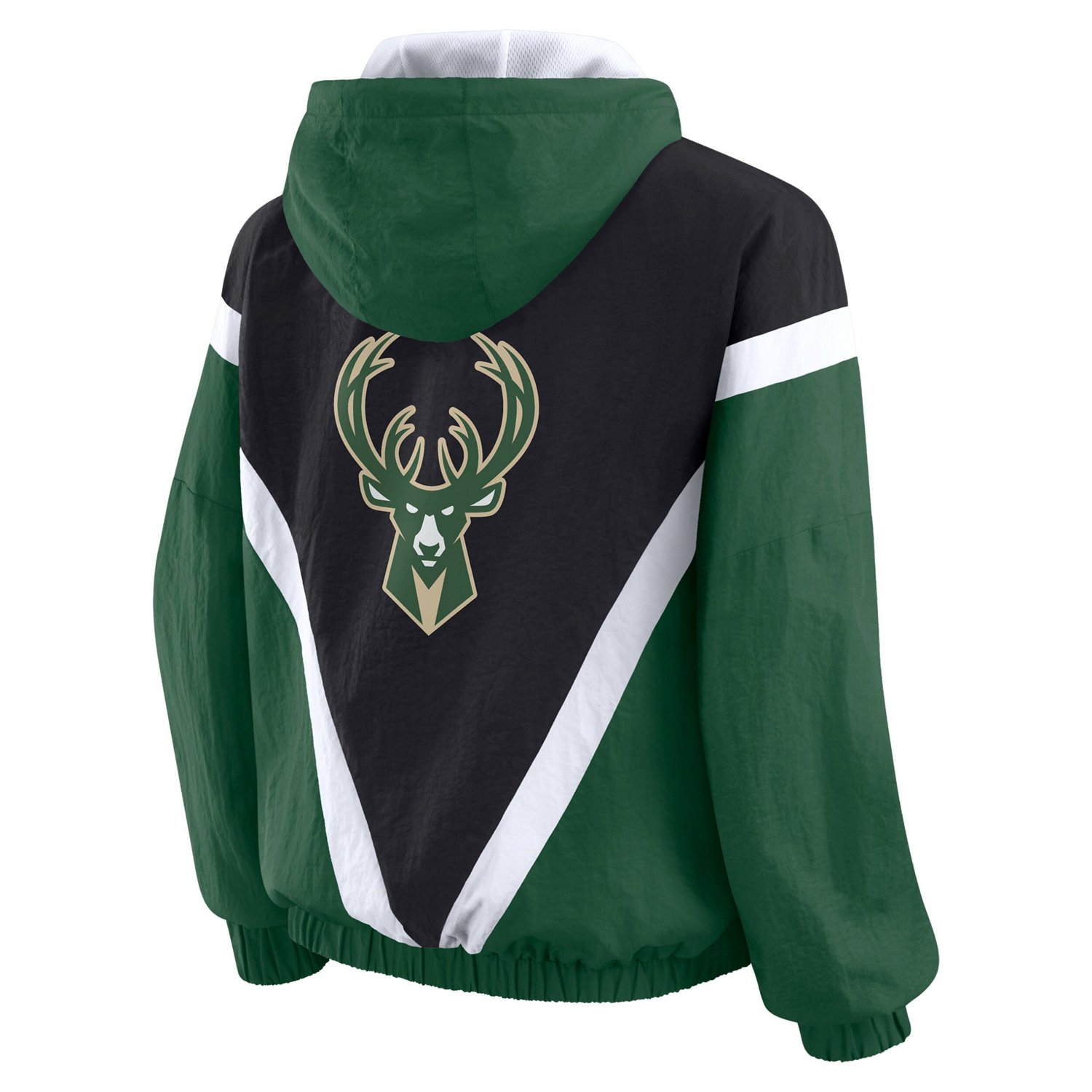 WEAR by Erin Andrews Hunter Green Milwaukee Bucks Colorblock Full-Zip Hoodie Windbreaker Jacket - view number 3