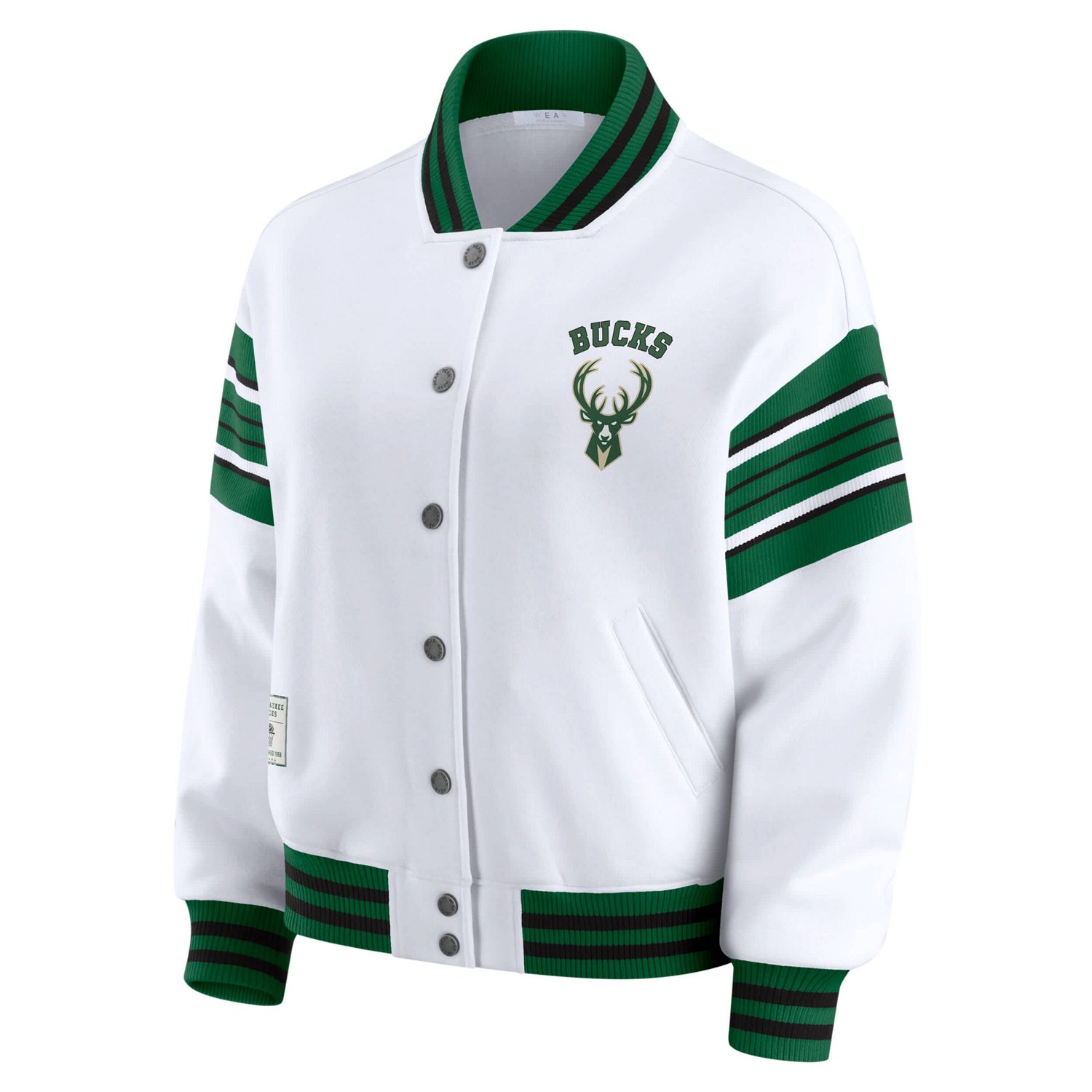 WEAR by Erin Andrews Milwaukee Bucks Full-Snap Fleece Sweatshirt Jacket - view number 2