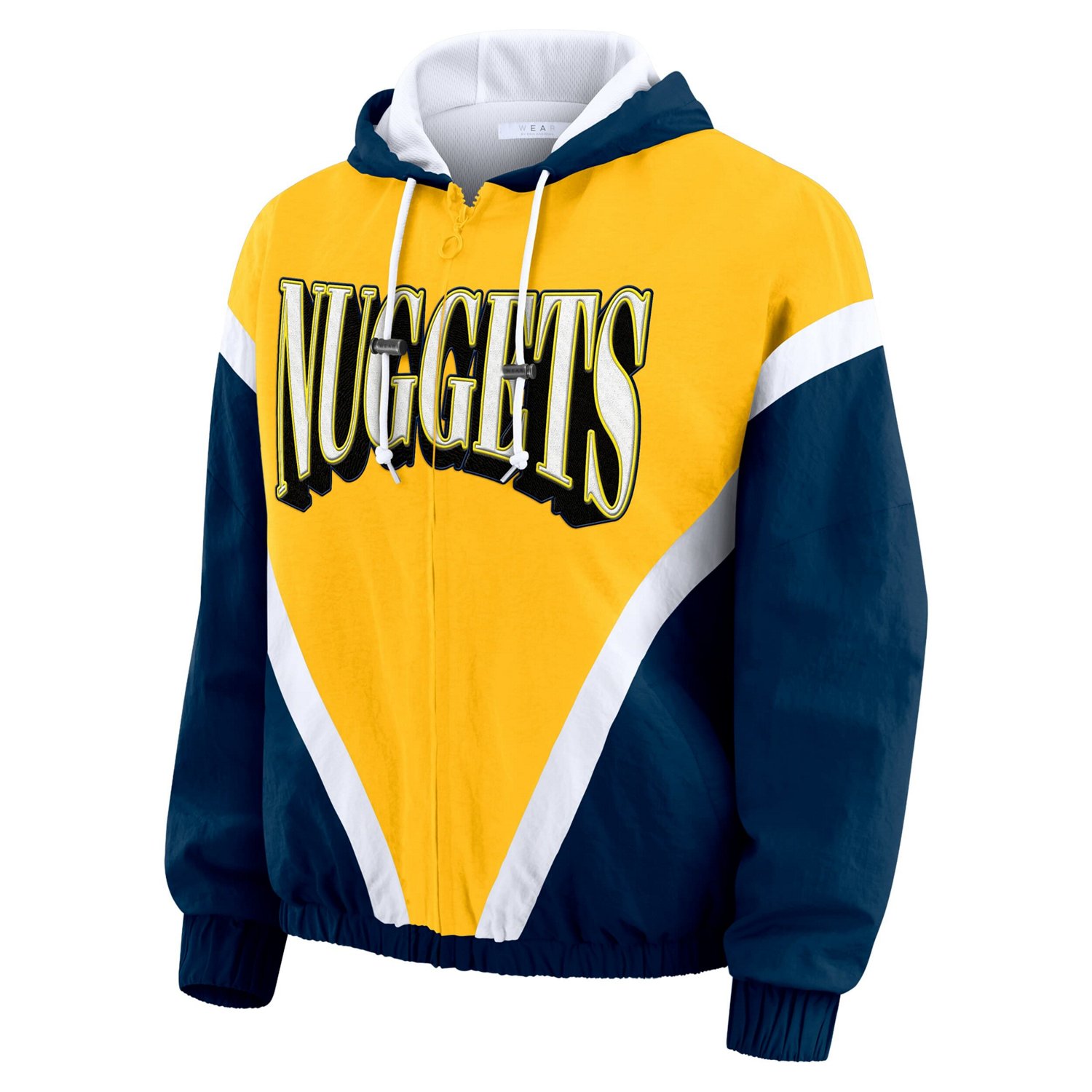 WEAR by Erin Andrews Navy Denver Nuggets Colorblock Full-Zip Hoodie Windbreaker Jacket - view number 2