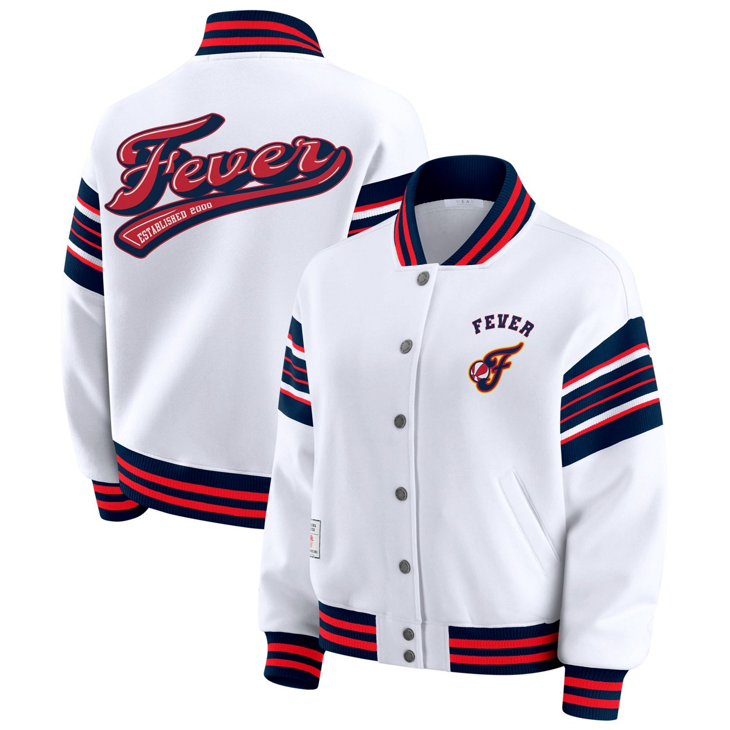 WEAR by Erin Andrews Navy Indiana Fever Full-Snap Fleece Sweatshirt Jacket