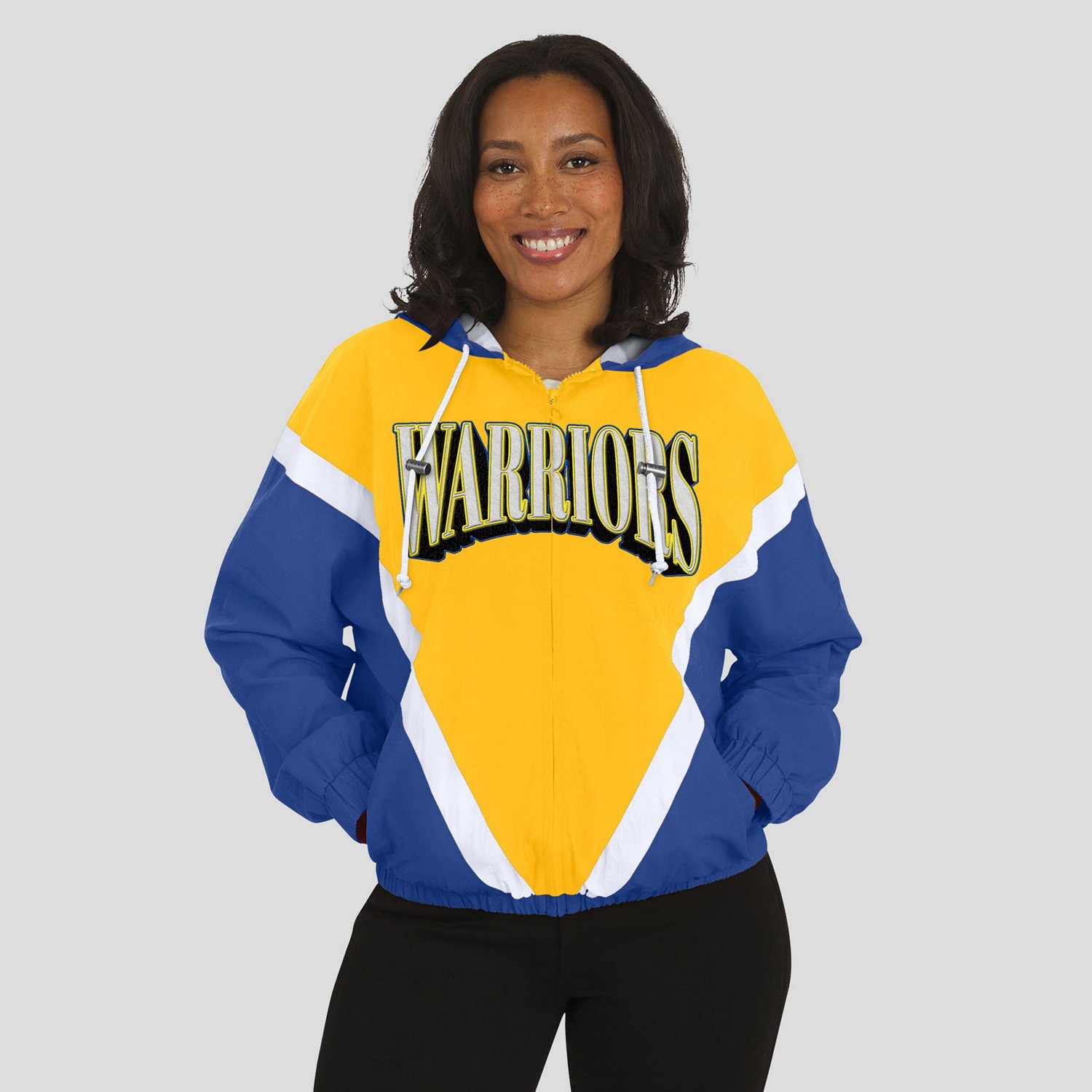 WEAR by Erin Andrews Royal en State Warriors Colorblock Full-Zip Hoodie Windbreaker Jacket - view number 4