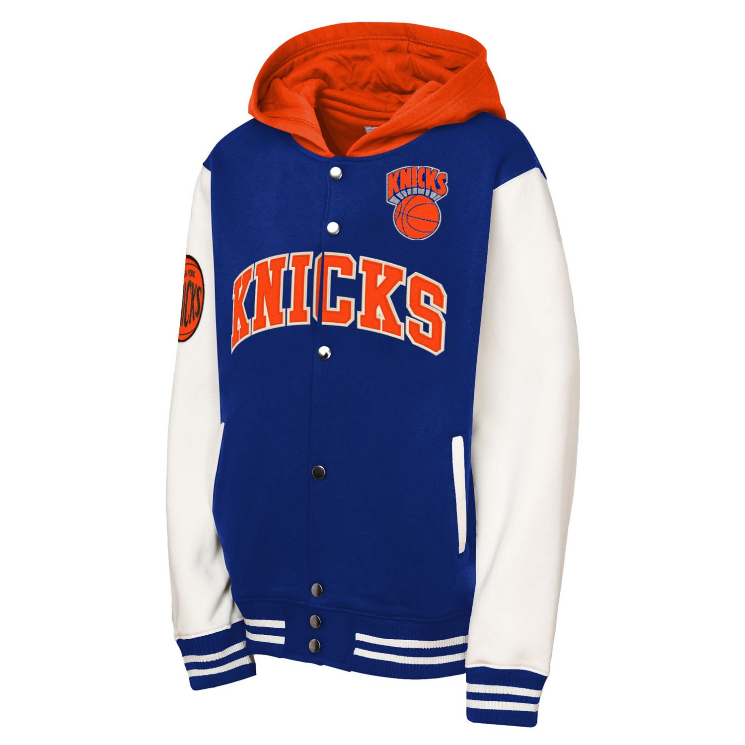 Youth Mitchell  Ness New York Knicks Hardwood Classics Courtside Fleece Full-Snap Hoodie Jacket - view number 2