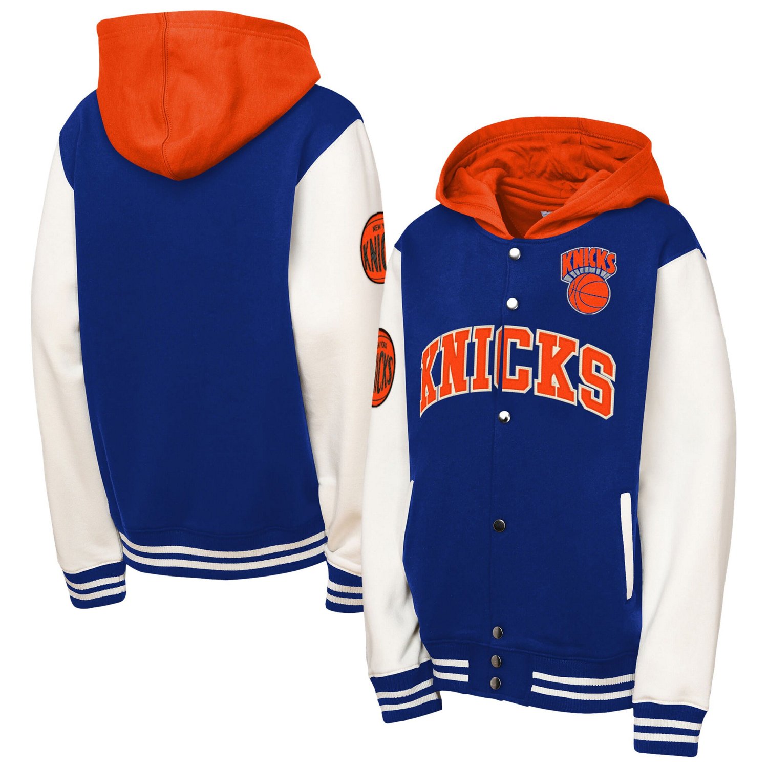 Youth Mitchell  Ness New York Knicks Hardwood Classics Courtside Fleece Full-Snap Hoodie Jacket