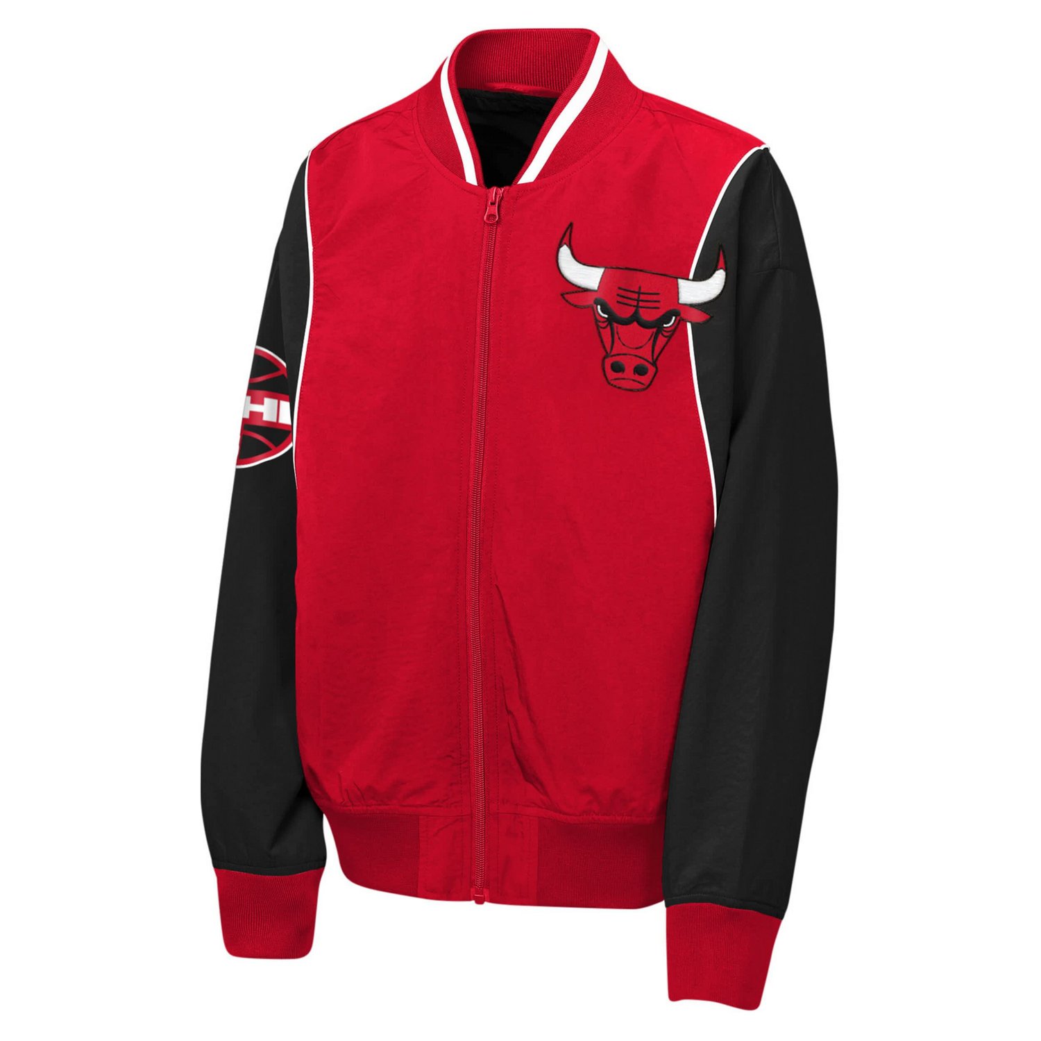 Youth Outerstuff Black Chicago Bulls Two-Pointer Full-Zip Windbreaker - view number 2