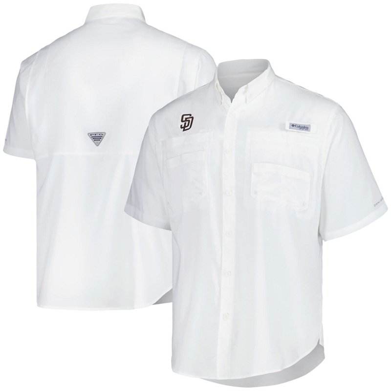 Columbia Men's White San Diego Padres Tamiami Omni-Shade Button-Down Shirt - White