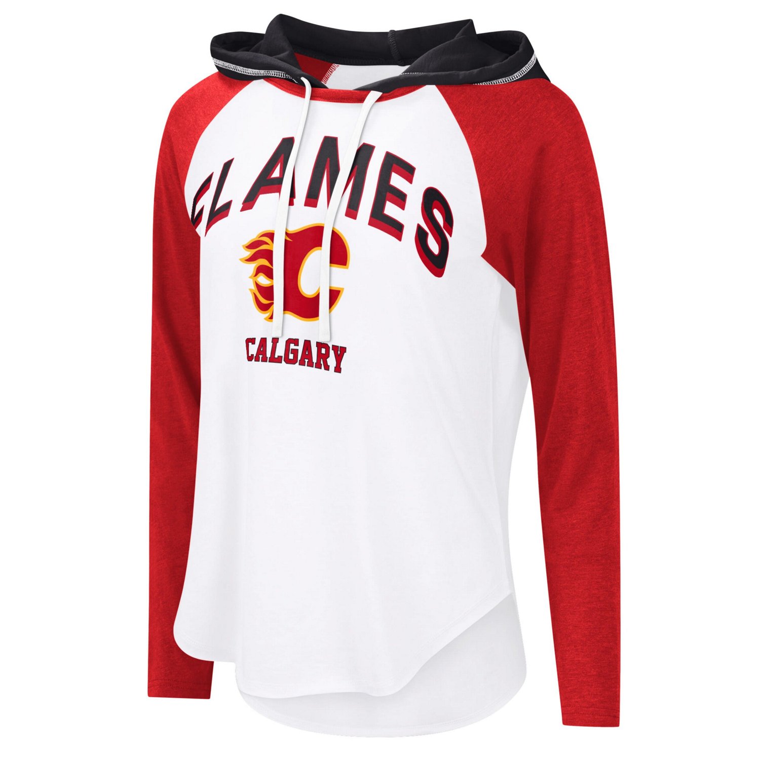 G-III 4Her by Carl Banks Calgary Flames VIP Raglan Long Sleeve Hoodie T-Shirt - view number 2