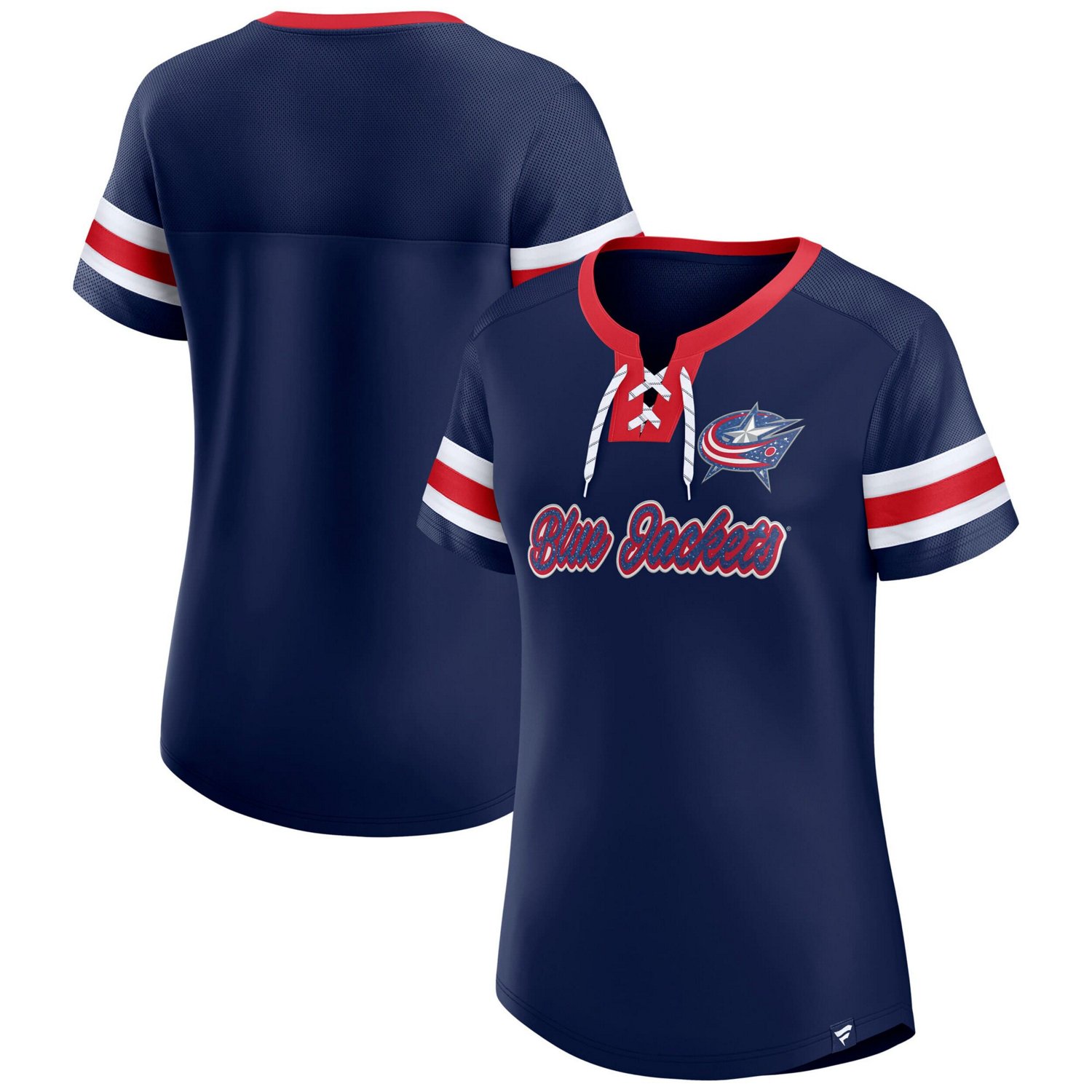 Fanatics Columbus Blue Jackets Iconic Athena Lace-Up T-Shirt