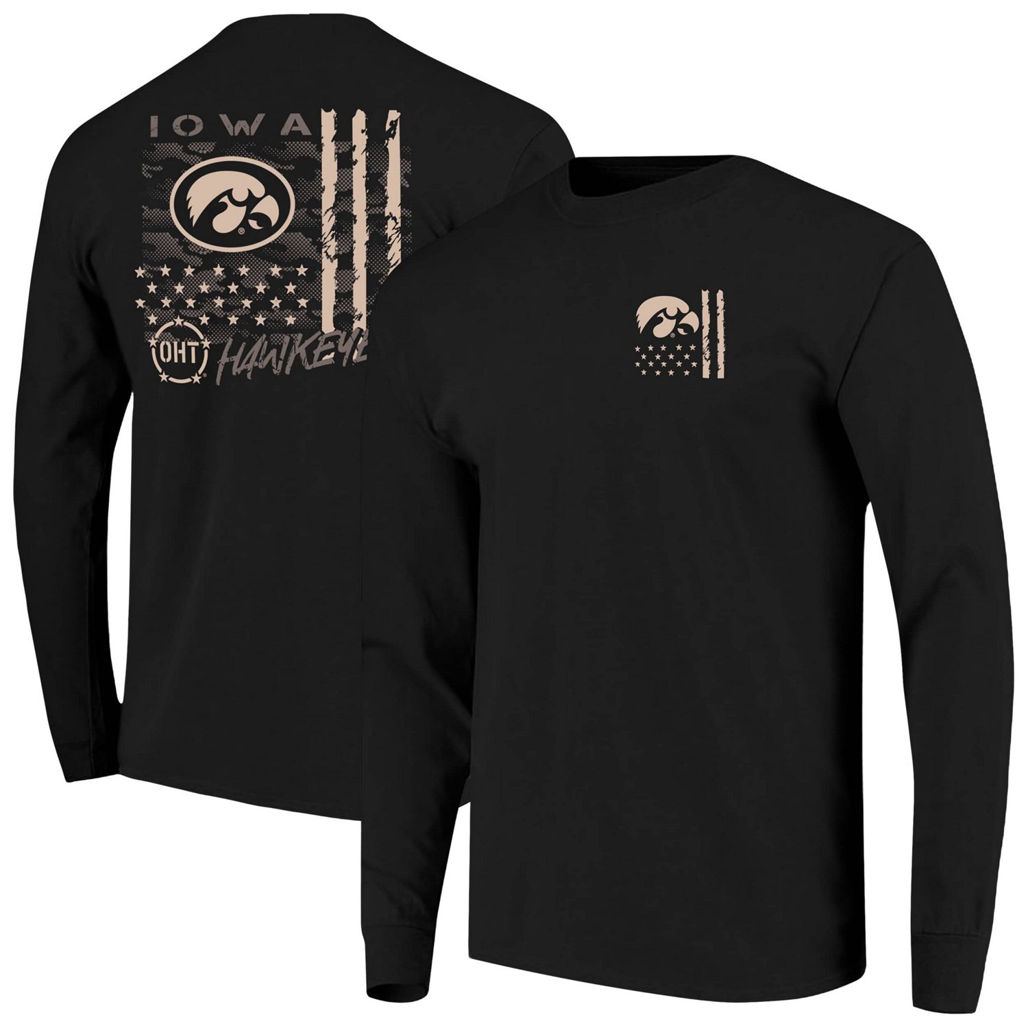 Iowa Hawkeyes OHT Camo Overlay Comfort Colors Long Sleeve T-Shirt