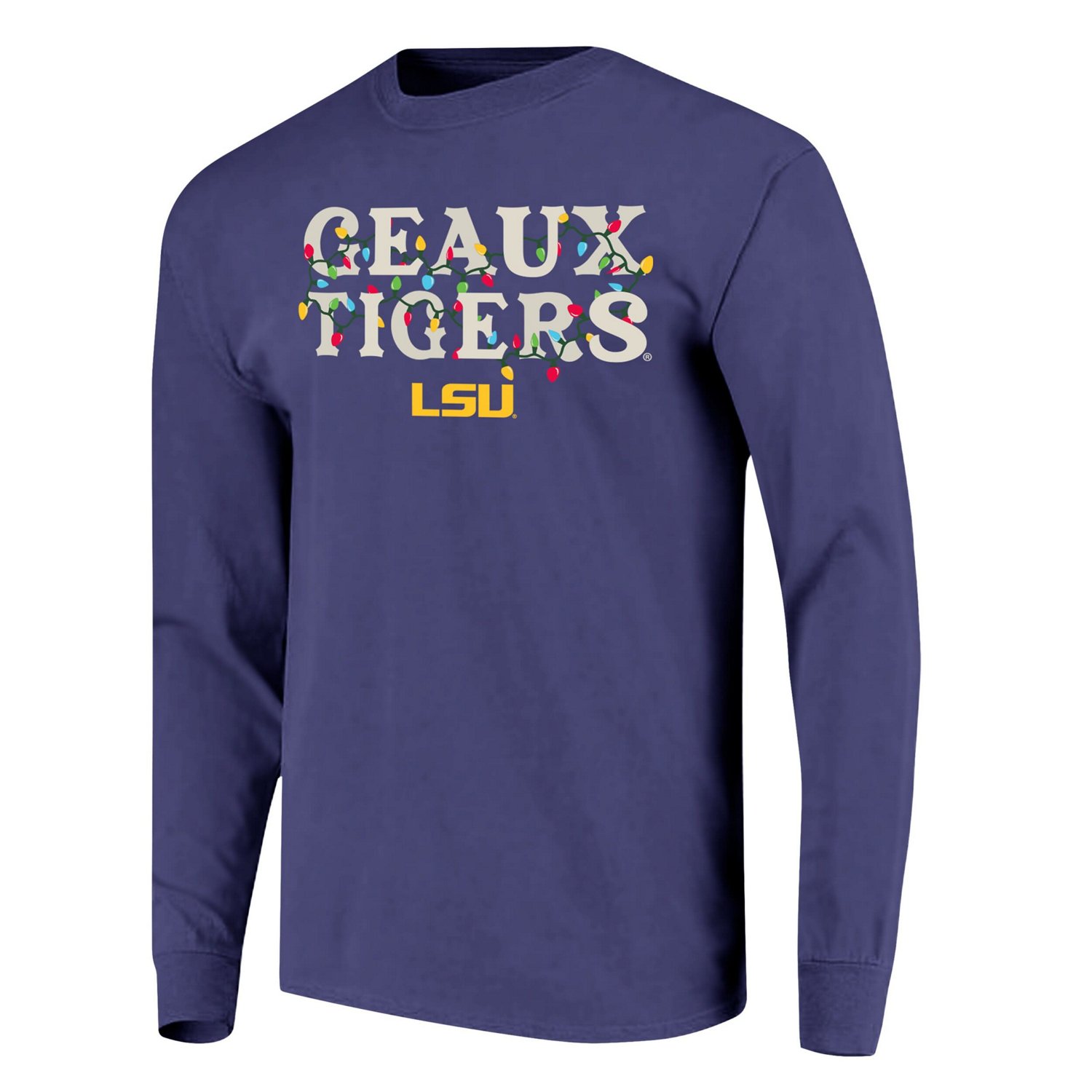 Unisex Image One LSU Tigers String Lights Comfort Color Long Sleeve T-Shirt - view number 2