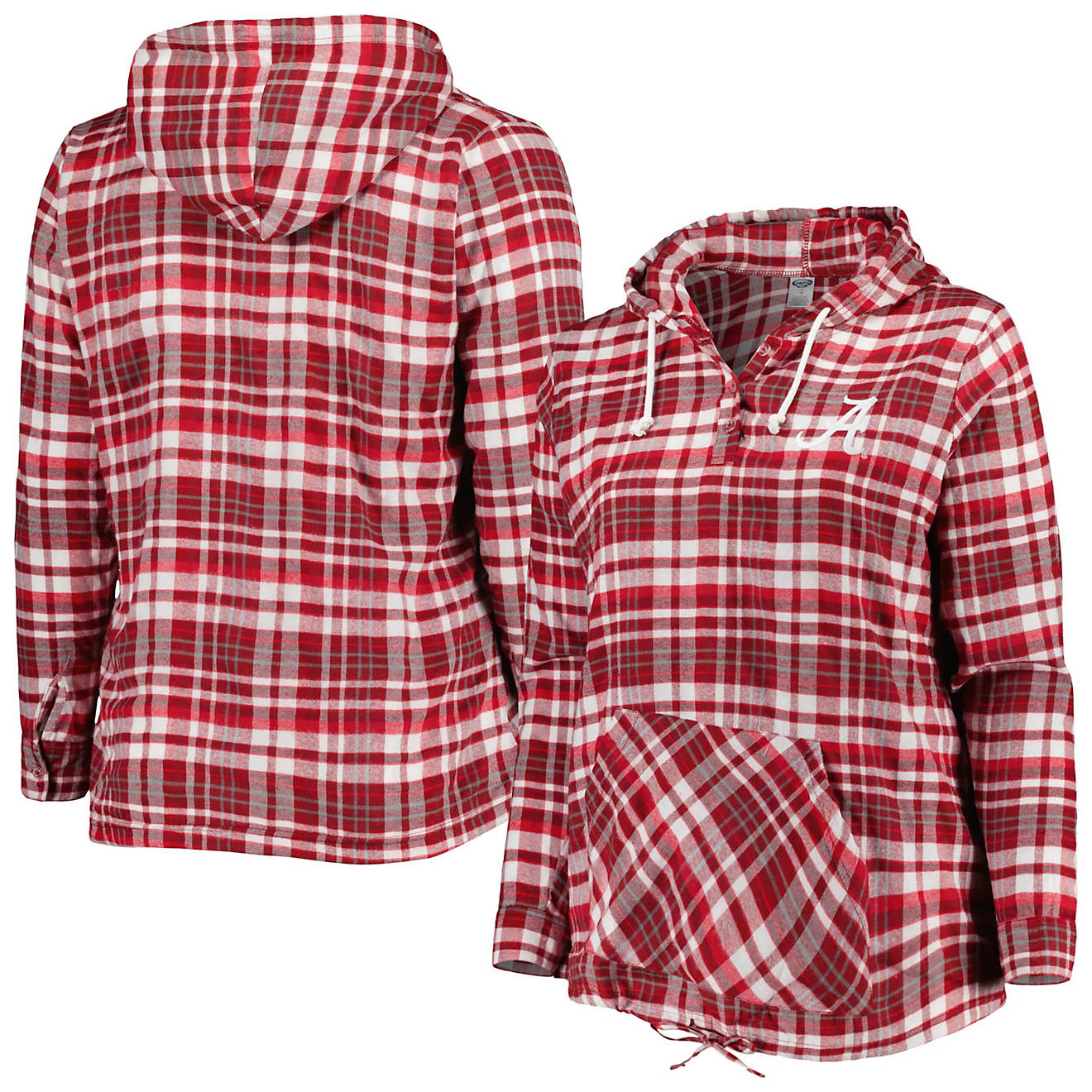 / Nebraska Huskers Plus Size Mainstay Plaid Lightweight Henley Hooded Top                                                        - view number 1