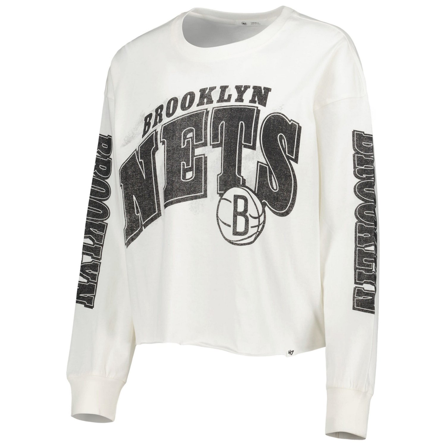 '47 Brooklyn Nets Parkway Brush Back Long Sleeve Cropped T-Shirt