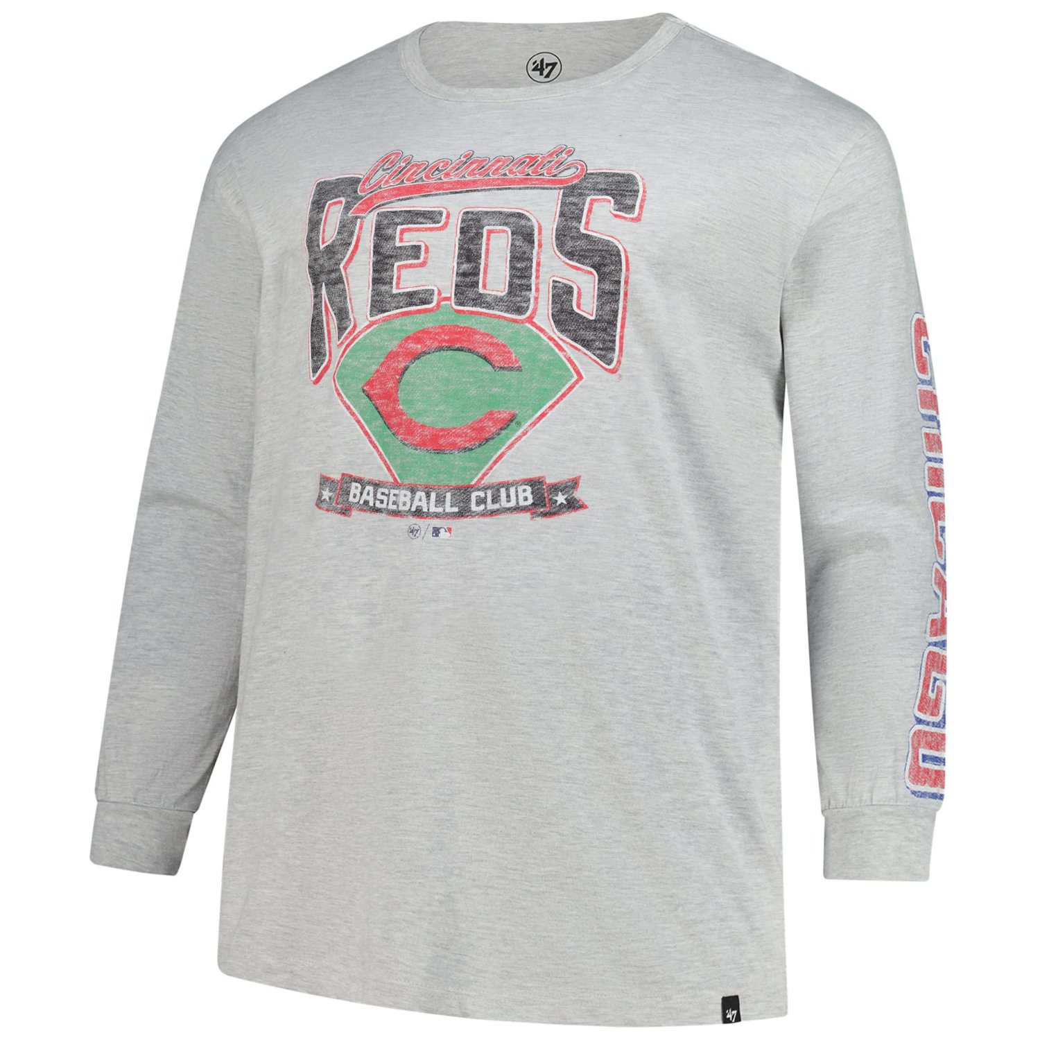 '47 Cincinnati Reds Big  Tall Distressed Franklin Long Sleeve T-Shirt