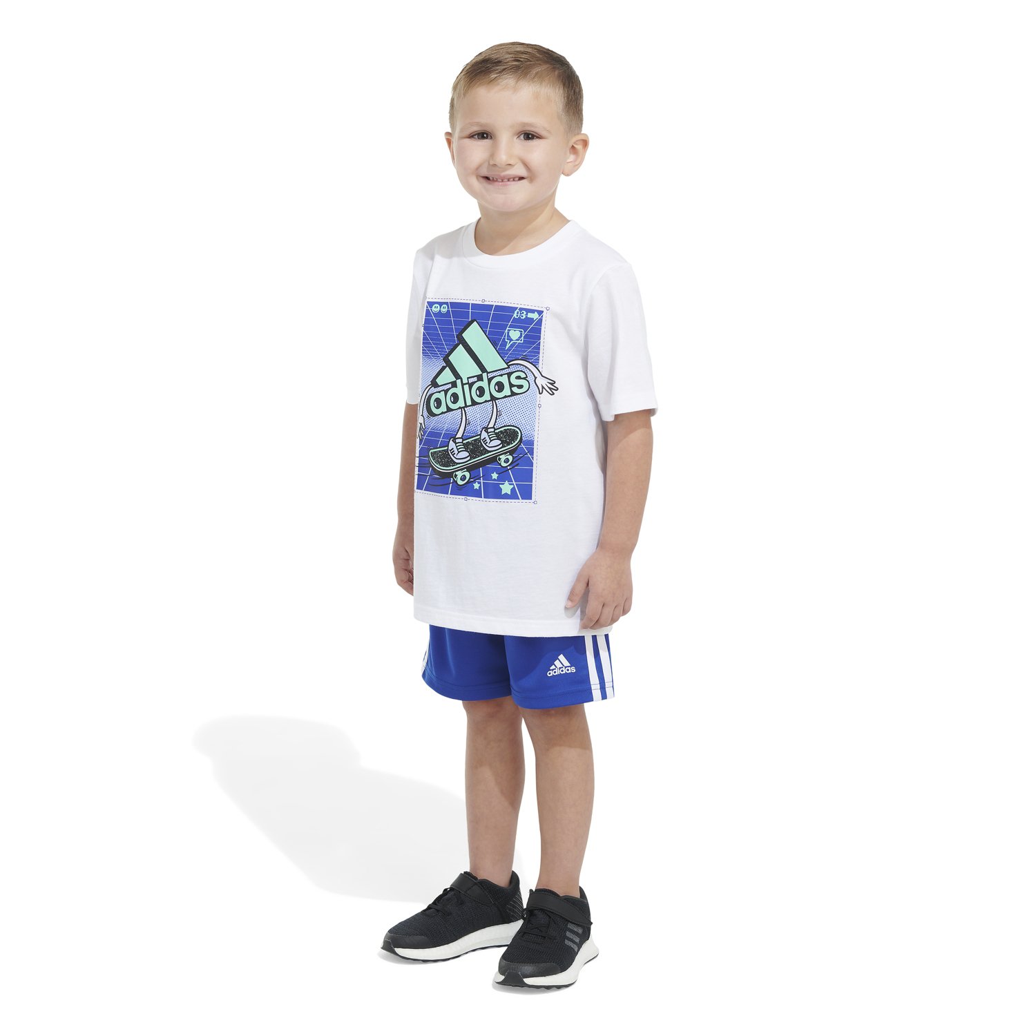 adidas 2-Piece Cotton Graphic T-shirt and Academy | Shorts Set