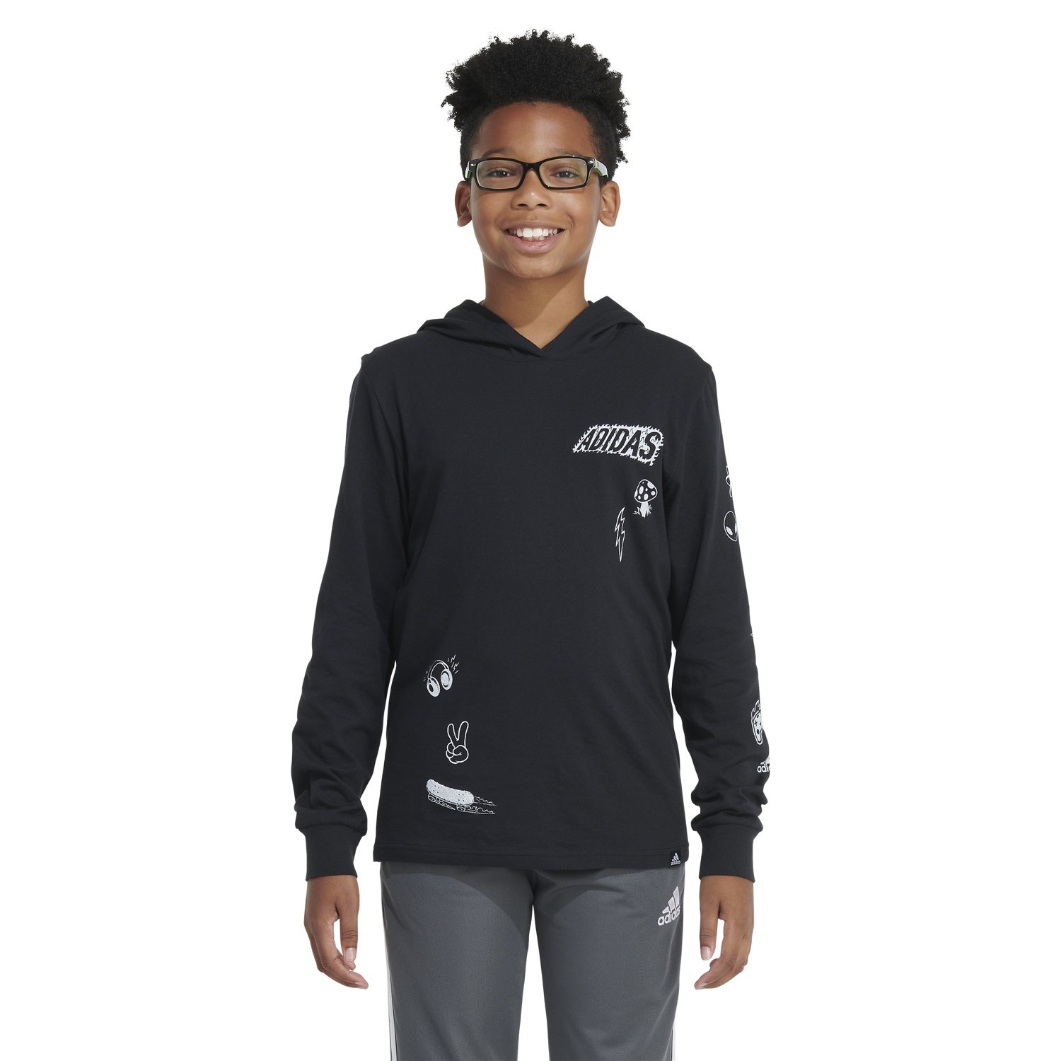 adidas Boys' On Fire Hooded Long Sleeve T-shirt