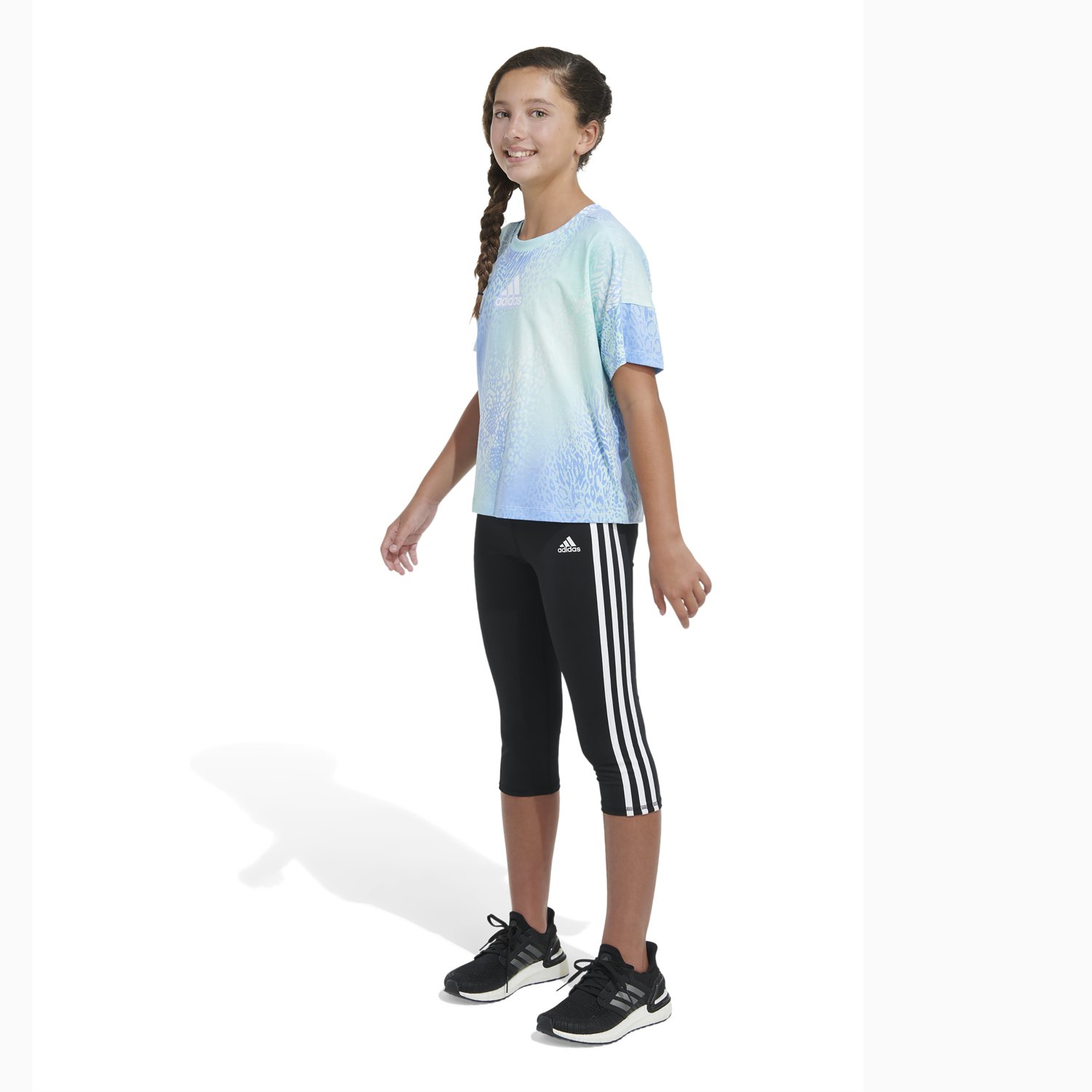 adidas Girls' AOP Loose Box Short Sleeve T-shirt