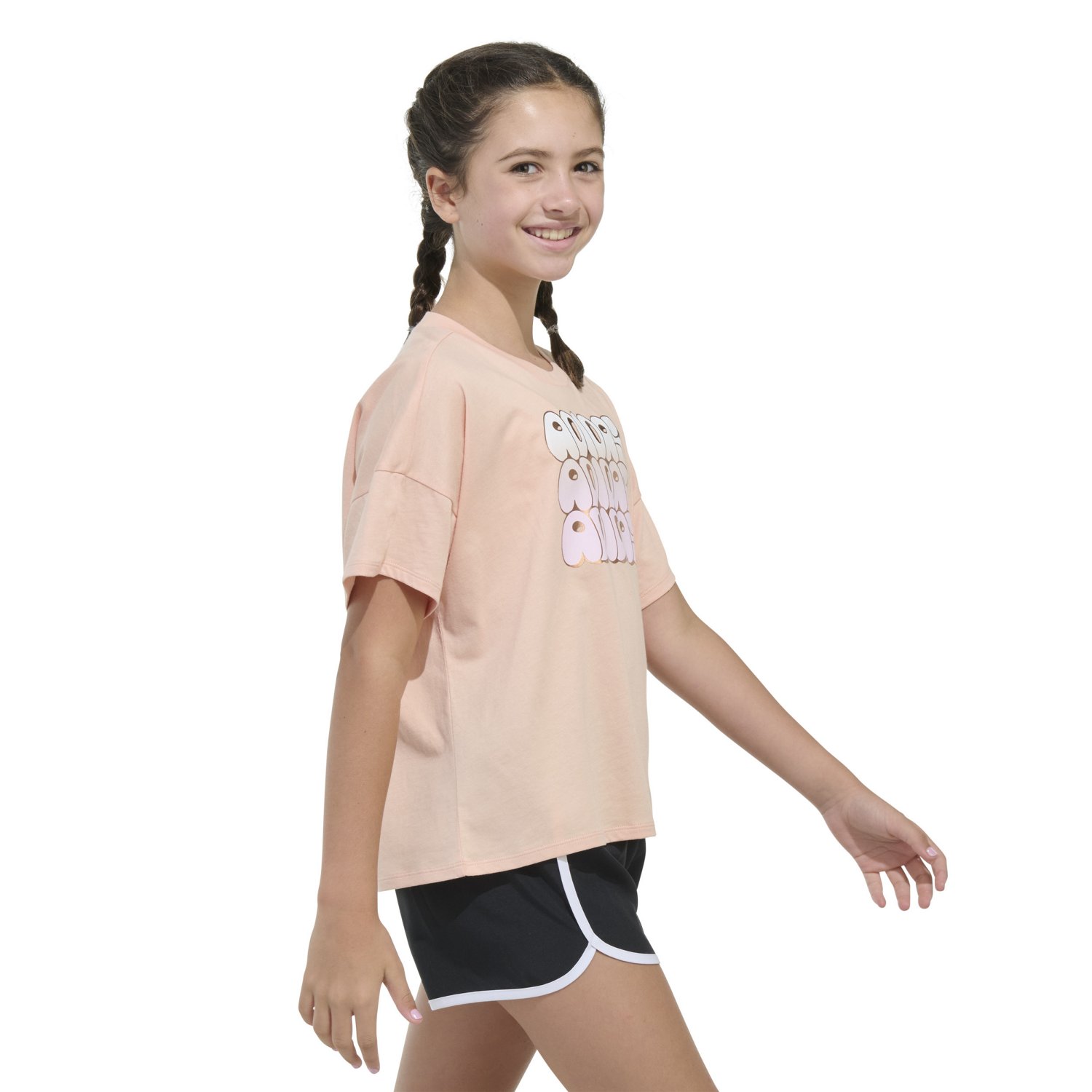 adidas Girls' Drop Shoulder Graphic T-shirt - view number 4