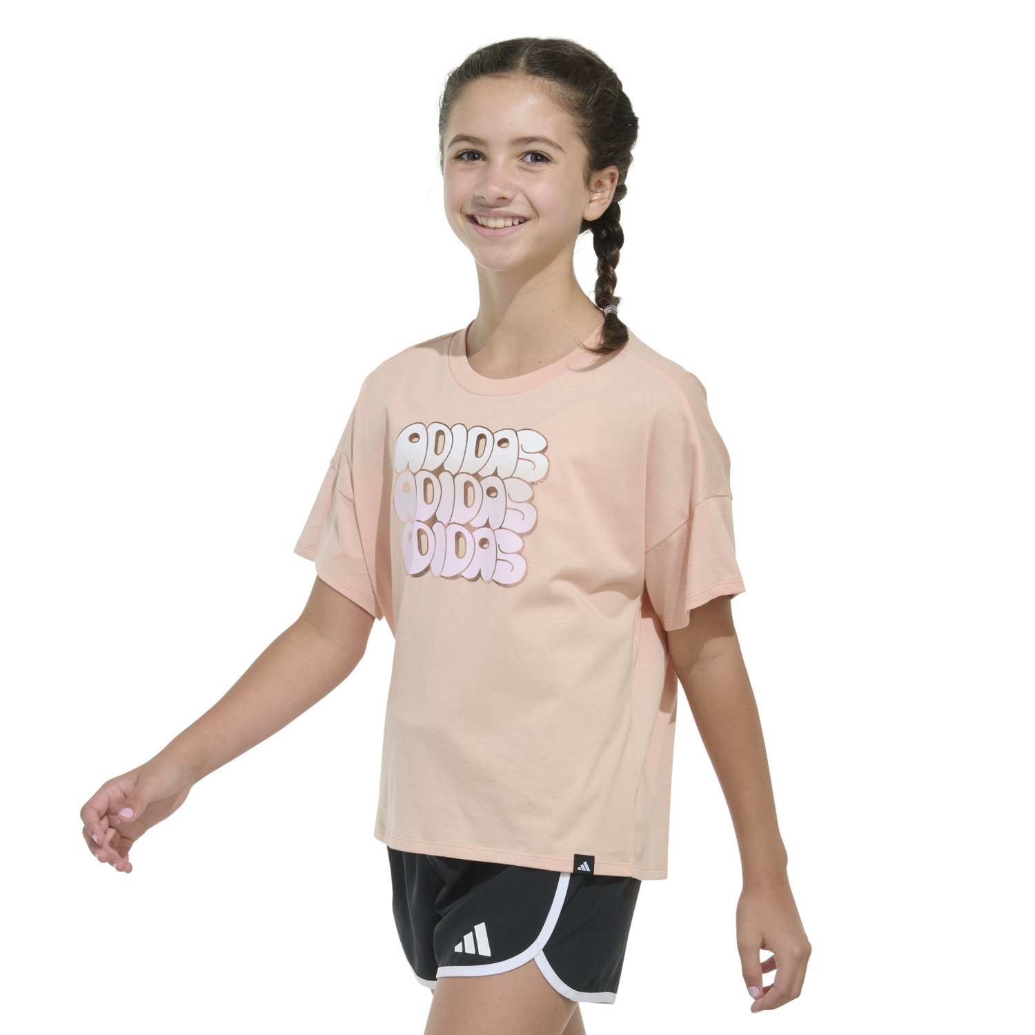 adidas Girls' Drop Shoulder Graphic T-shirt - view number 2
