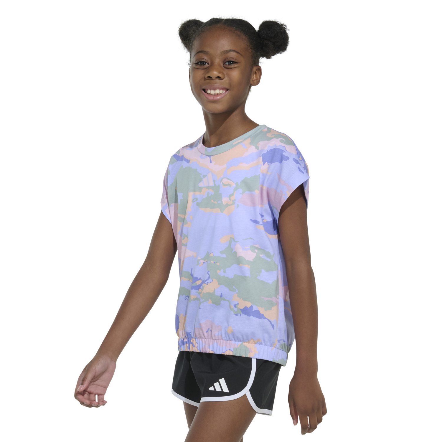 adidas Girls’ Elastic Waist Allover Graphic T-shirt - view number 2