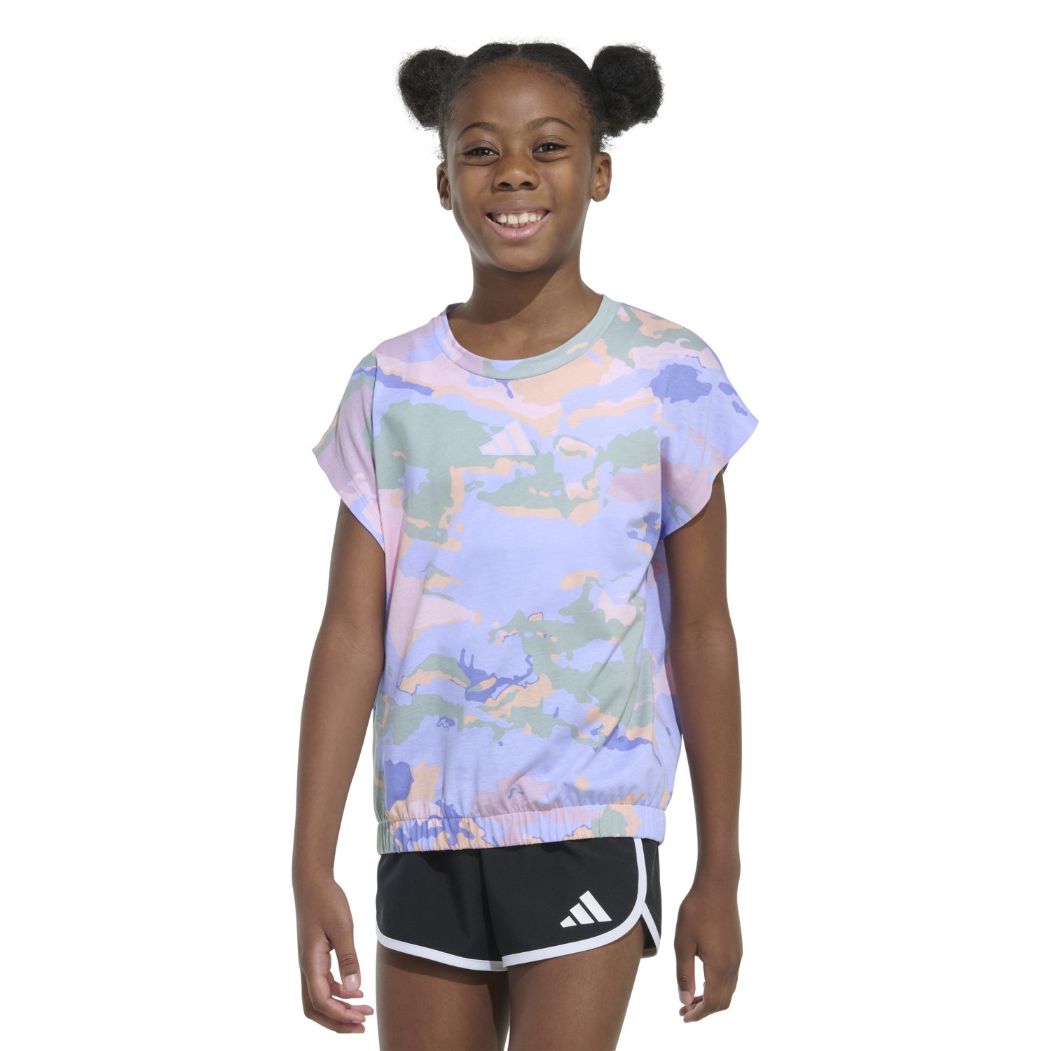 adidas Girls’ Elastic Waist Allover Graphic T-shirt