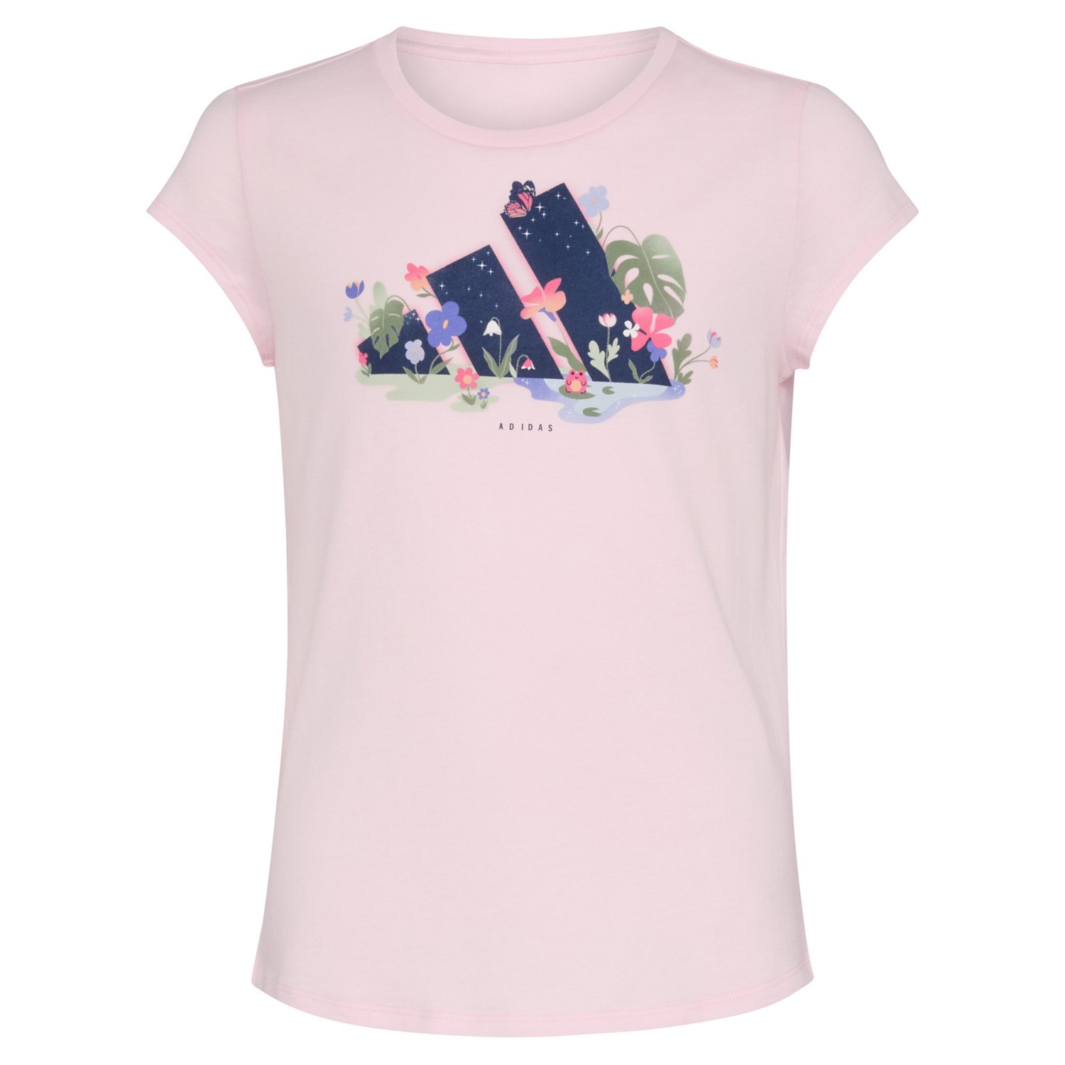 adidas Girls' Essential 3-Bar Flora Graphic T-shirt                                                                              - view number 5