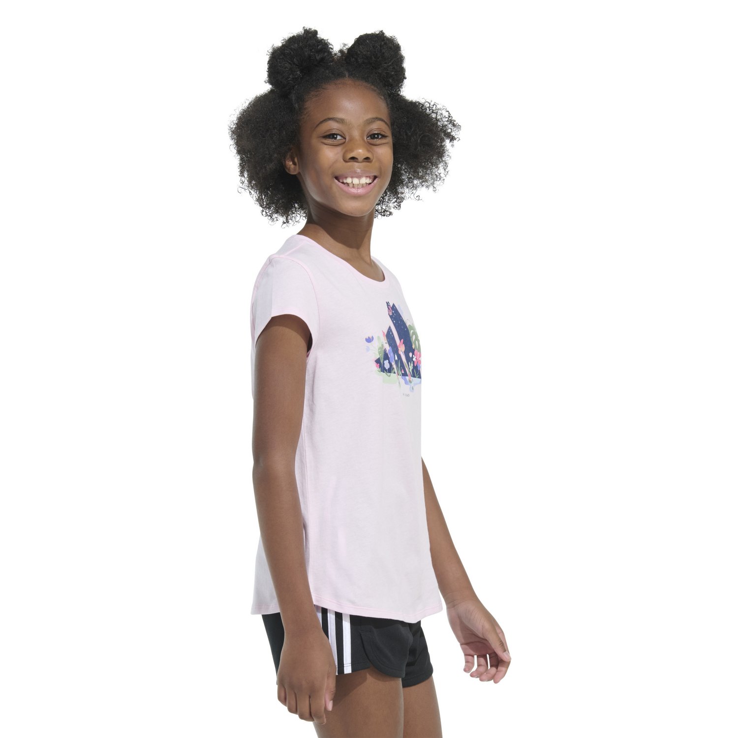 adidas Girls' Essential 3-Bar Flora Graphic T-shirt                                                                              - view number 4