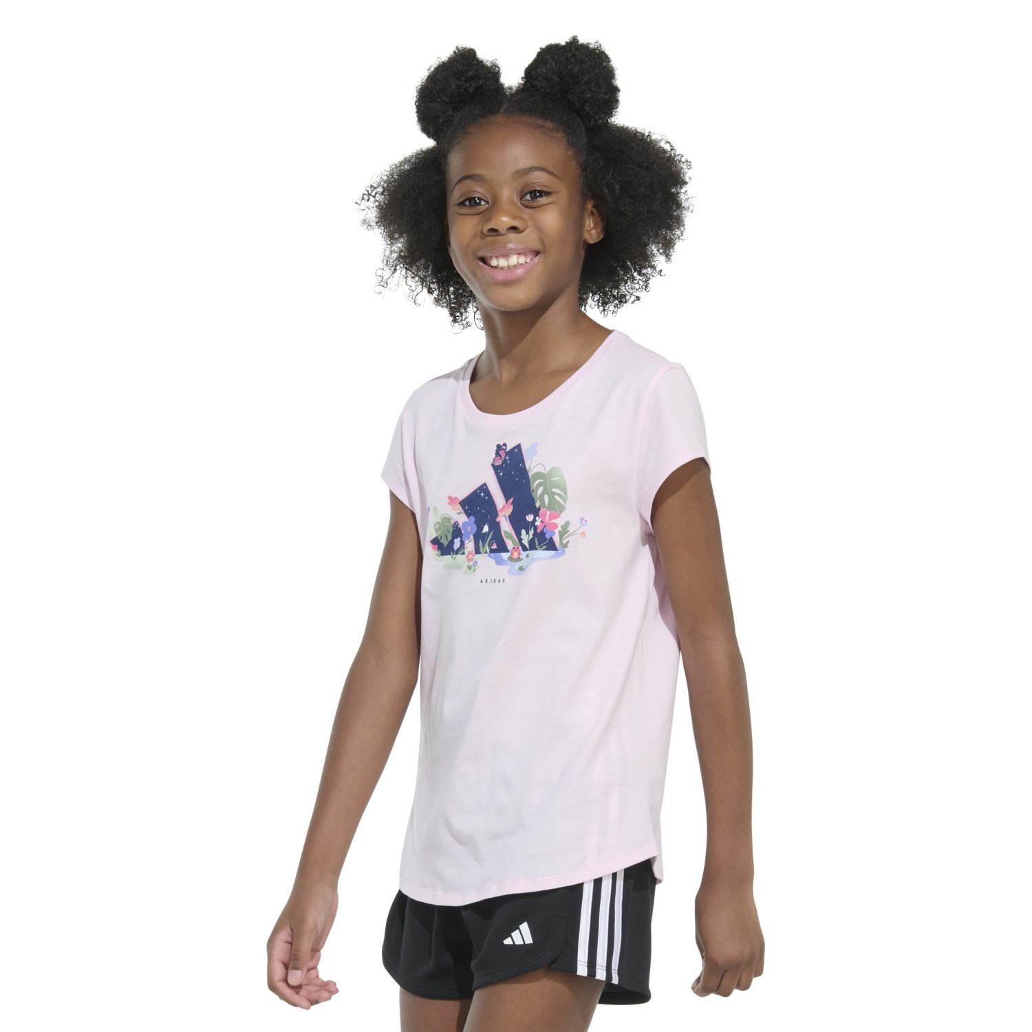 adidas Girls' Essential 3-Bar Flora Graphic T-shirt                                                                              - view number 2
