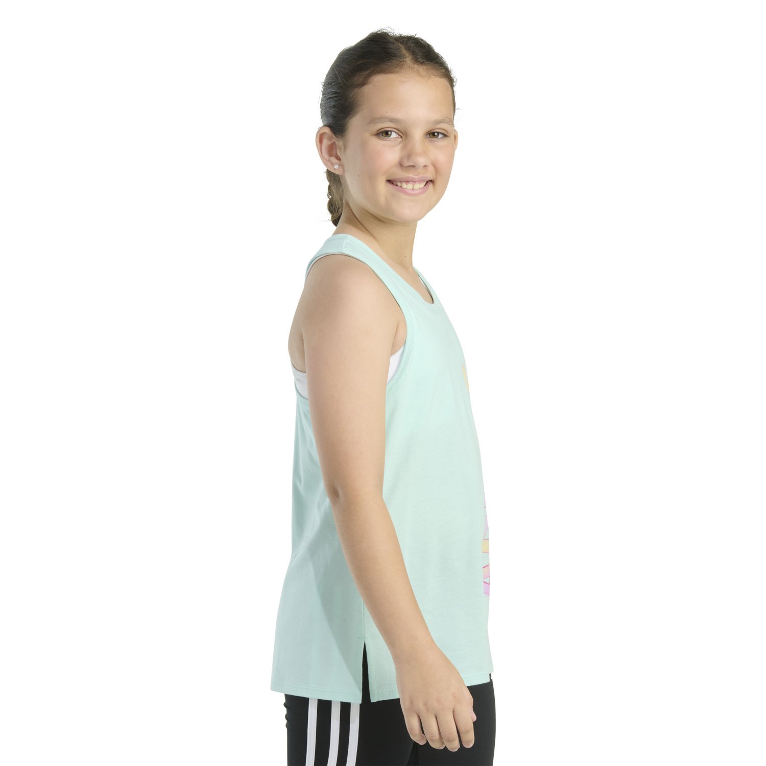 adidas Girls' Racerback Graphic Tank Top - view number 4