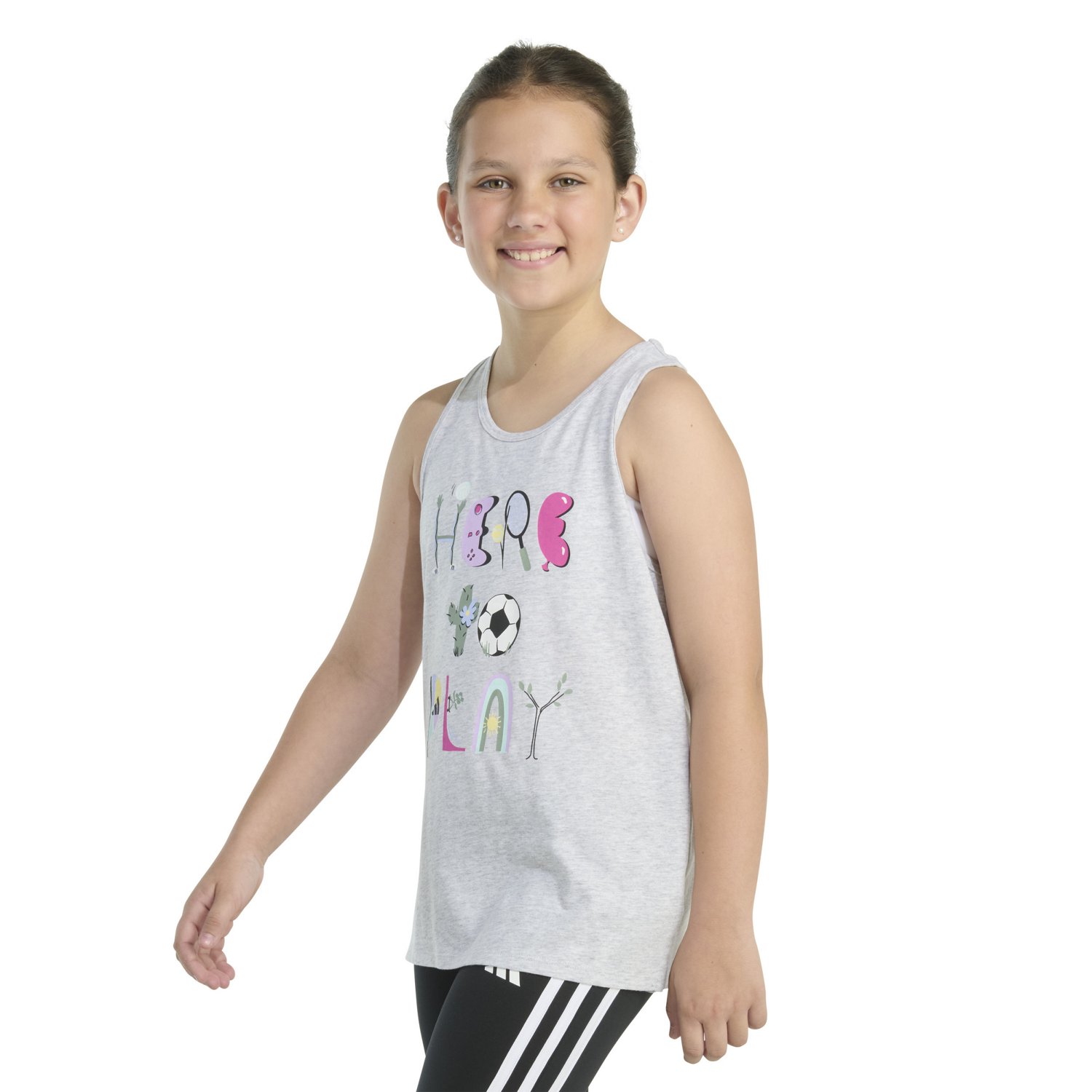 adidas Girls' Racerback Heather Graphic Tank Top - view number 2