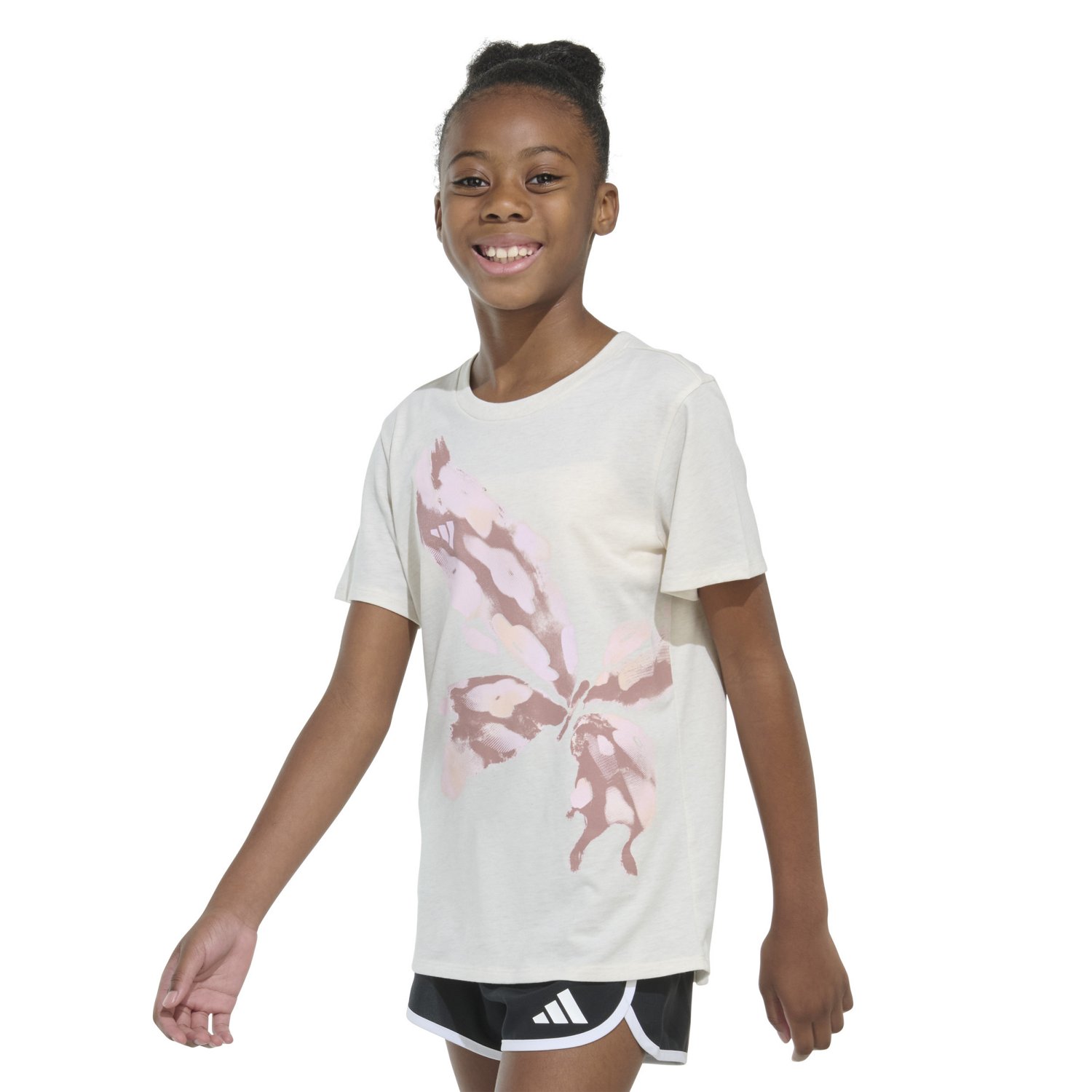 adidas Girls' Regular Fit Butterfly Heather T-shirt - view number 2