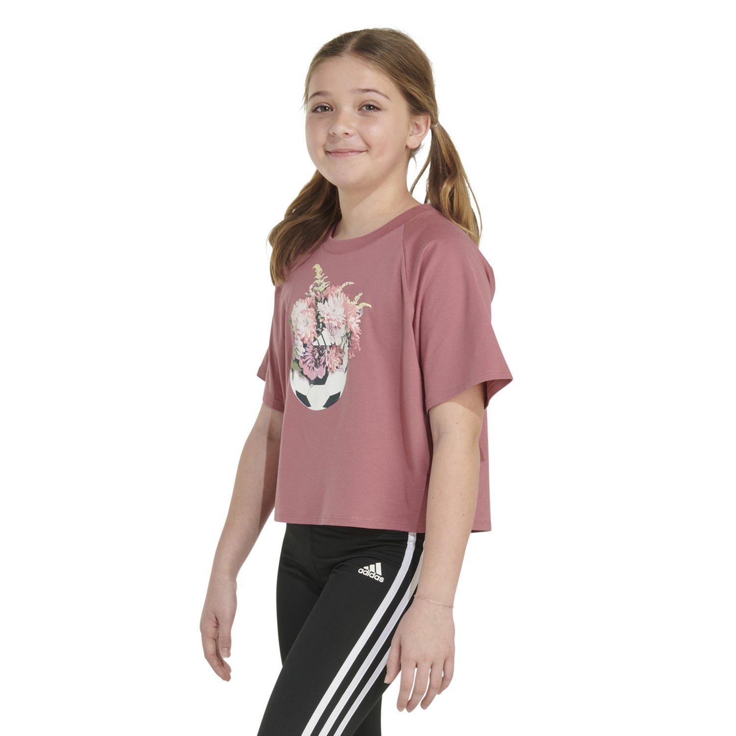 adidas Girl's Short Sleeve Waist Raglan Tee                                                                                      - view number 2