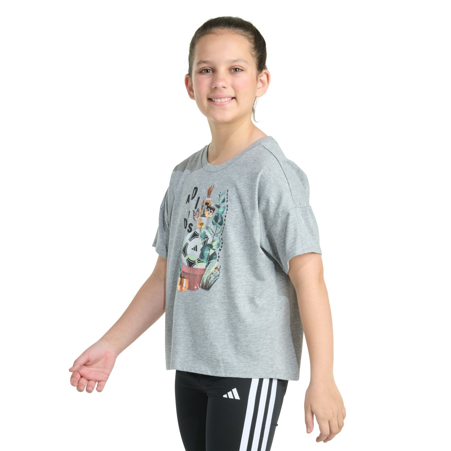 adidas Girls' Soccer Plant Drop Shoulder Short Sleeve Graphic T-shirt - view number 2